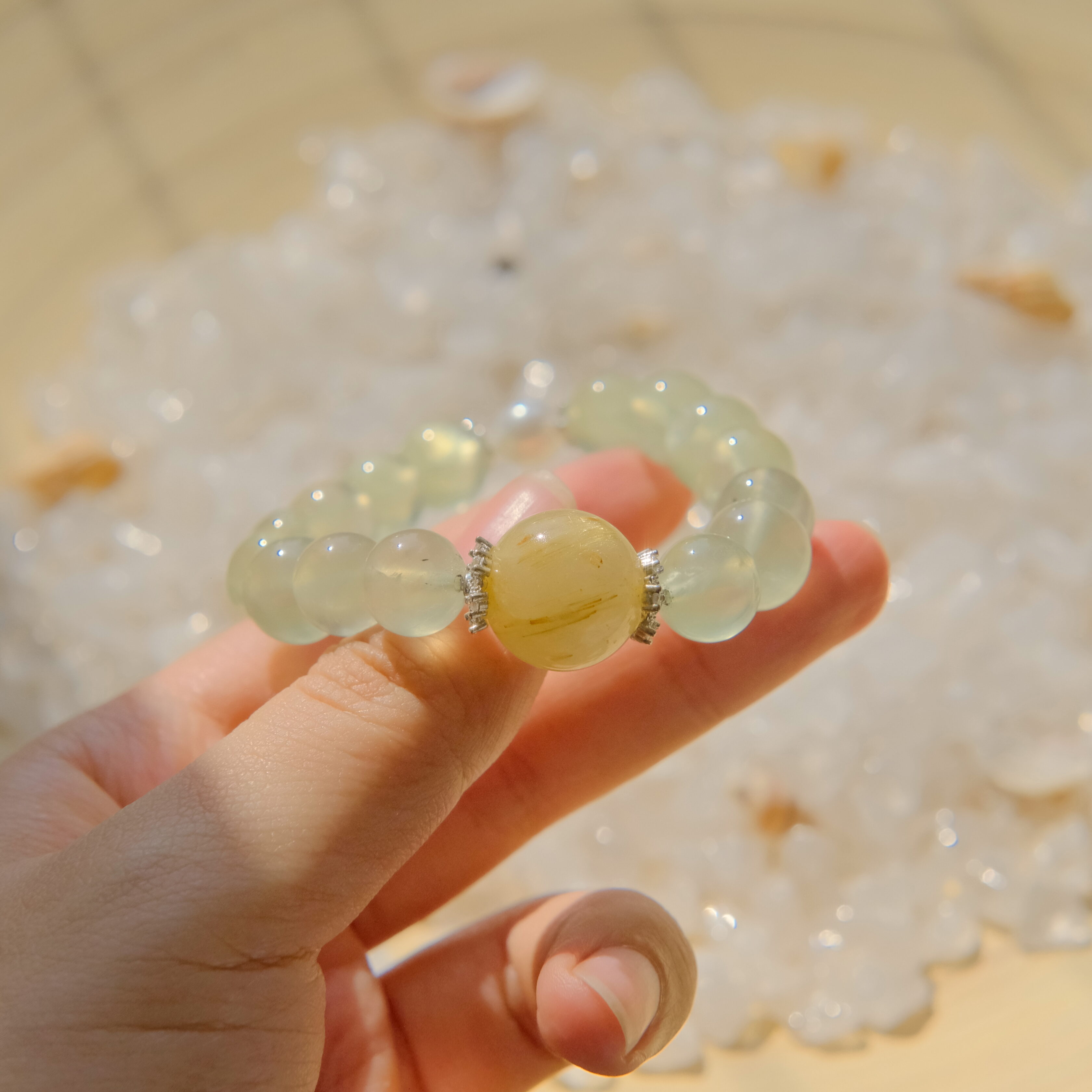 Lightborn Dew – Rutilated Quartz & Prehnite Bracelet – alternate view 3 by ImperfectRealm