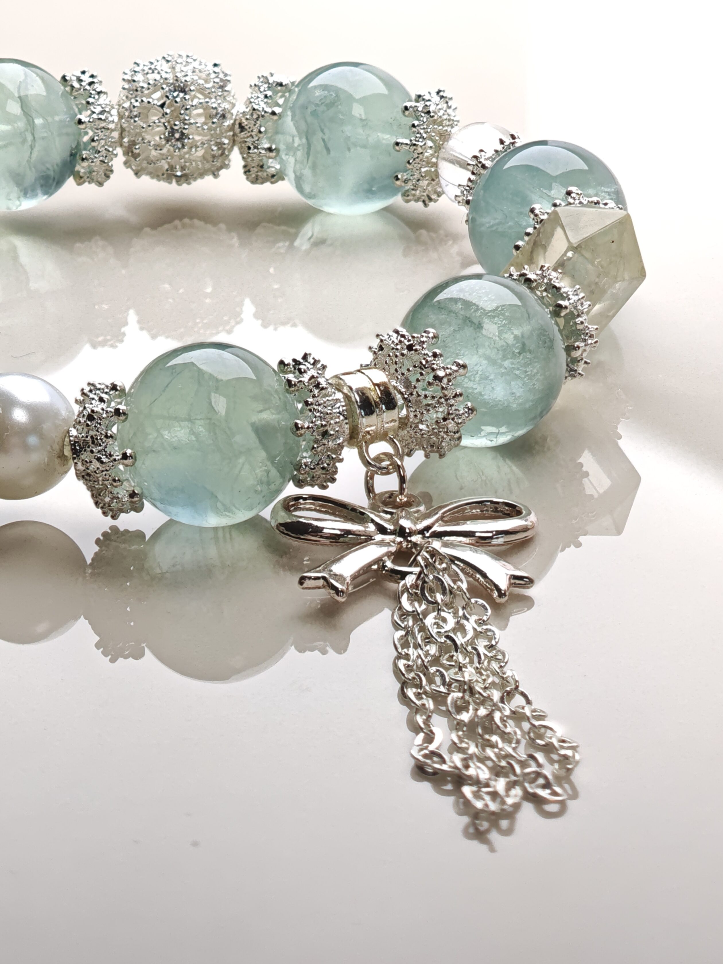 Morning Veil – Soft Green Crystal Bracelet – alternate view 2 by ImperfectRealm