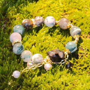 Mystic Forest Trail – Indian Agate & Black Rutilated Quartz Bracelet