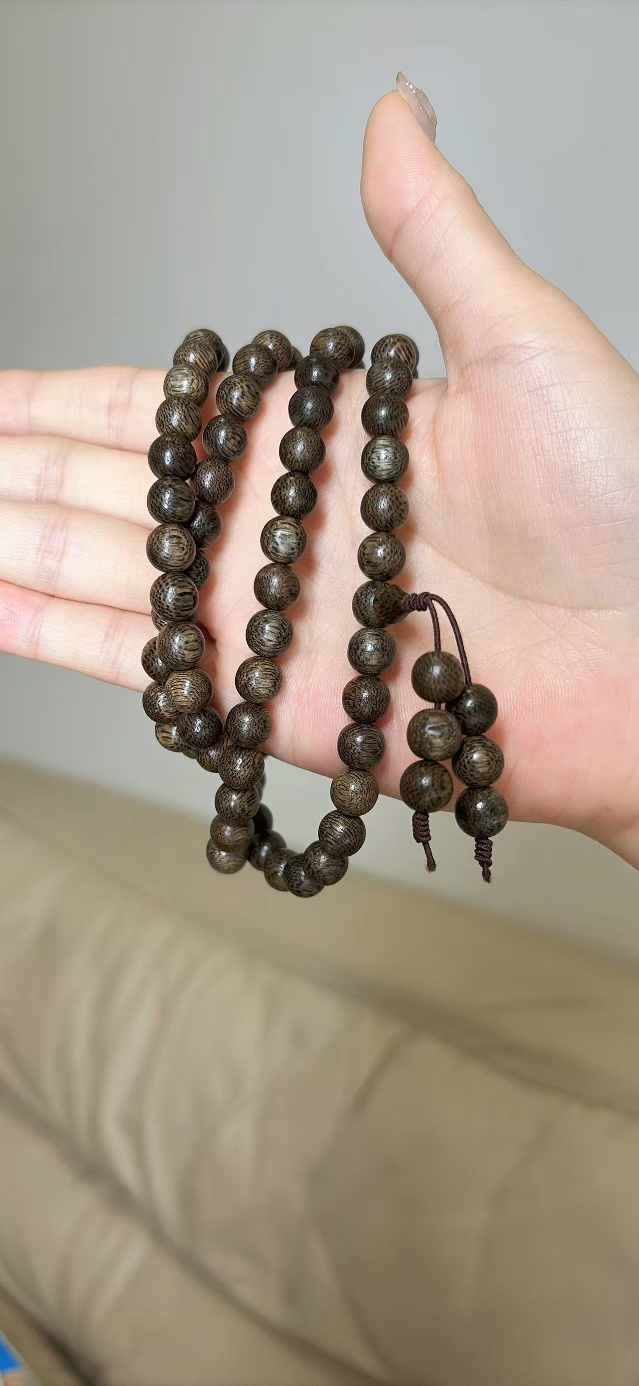 Agarwood Serenity – Dual-Wear Mala Necklace / Stackable Bracelet – alternate view 3 by ImperfectRealm