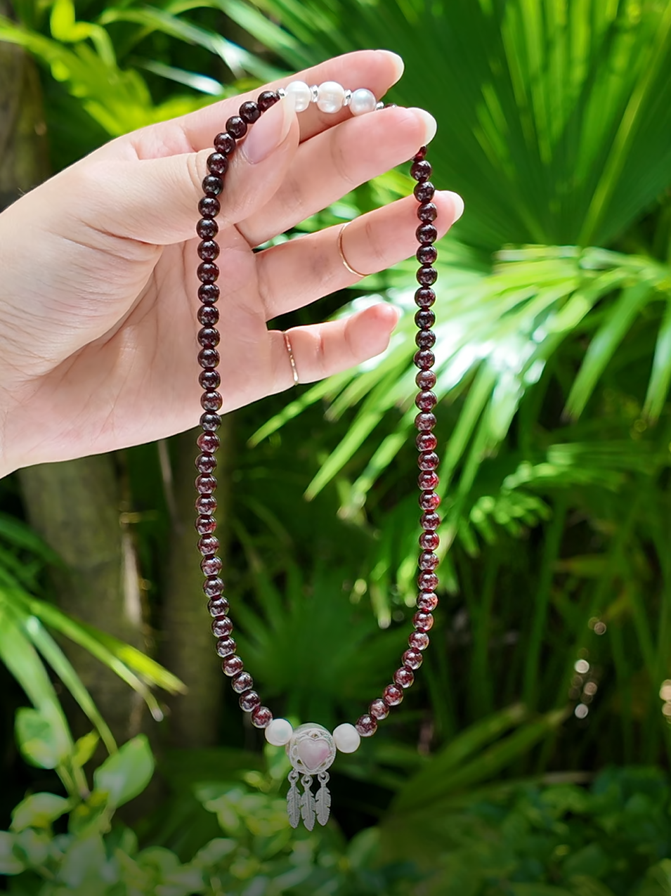 Ritual Bloom – Garnet & Feather Totem Bracelet – alternate view 3 by ImperfectRealm