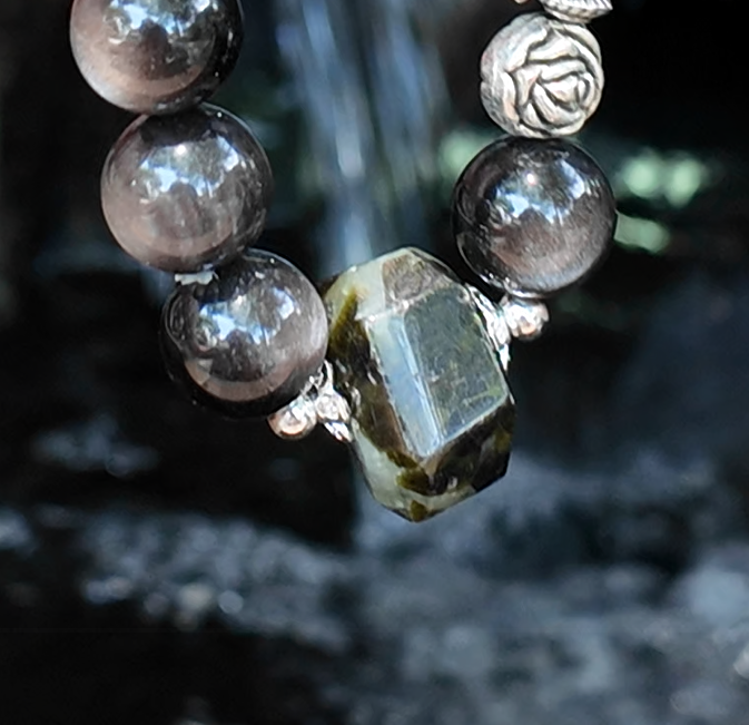 Witchwood Thorn – Silver Sheen Obsidian & Forest Fang Bracelet – alternate view 2 by ImperfectRealm