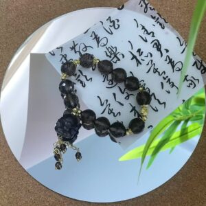 Foxshade Bloom – Smoky Quartz & Enchanted Fox Bracelet