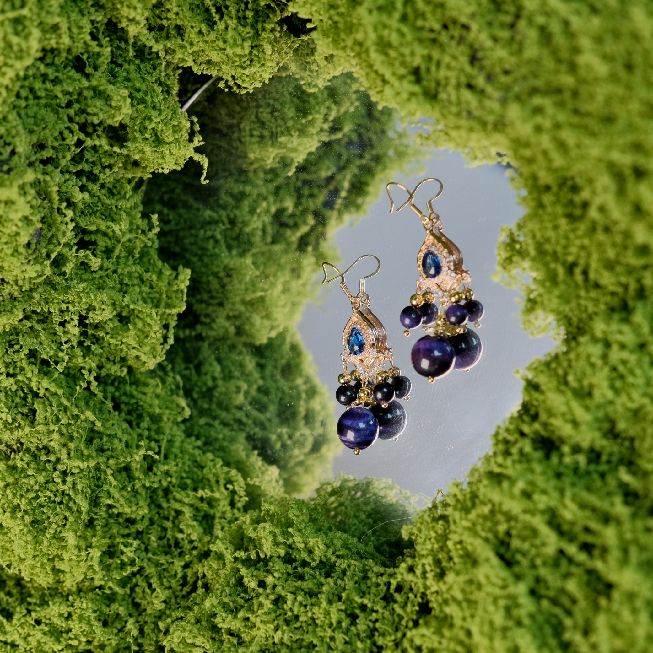 Midnight Tide – Blue Cat’s Eye Vintage Earrings by ImperfectRealm