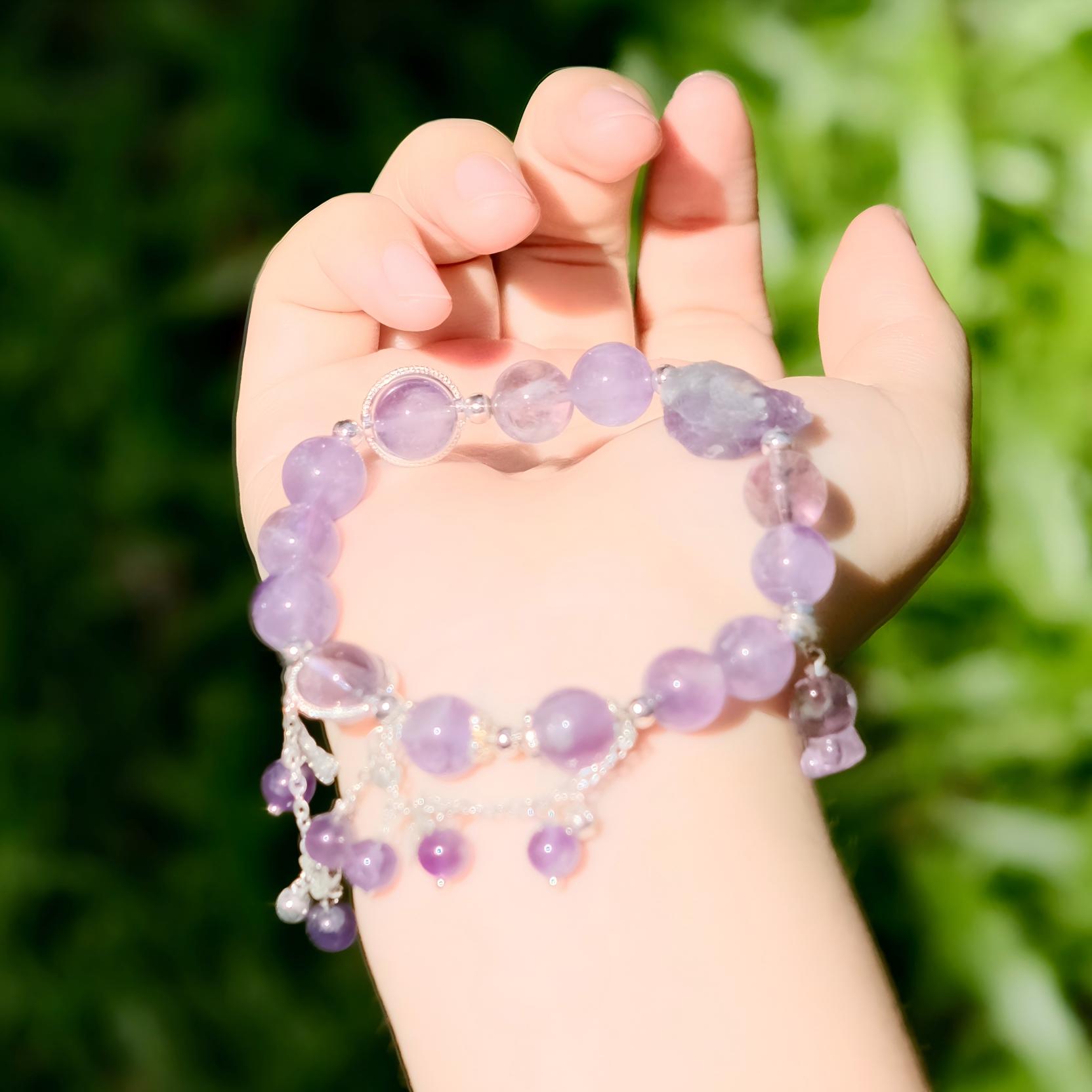 Mistlight Reverie – Lilac Quartz & Amethyst Bracelet – alternate view 2 by ImperfectRealm