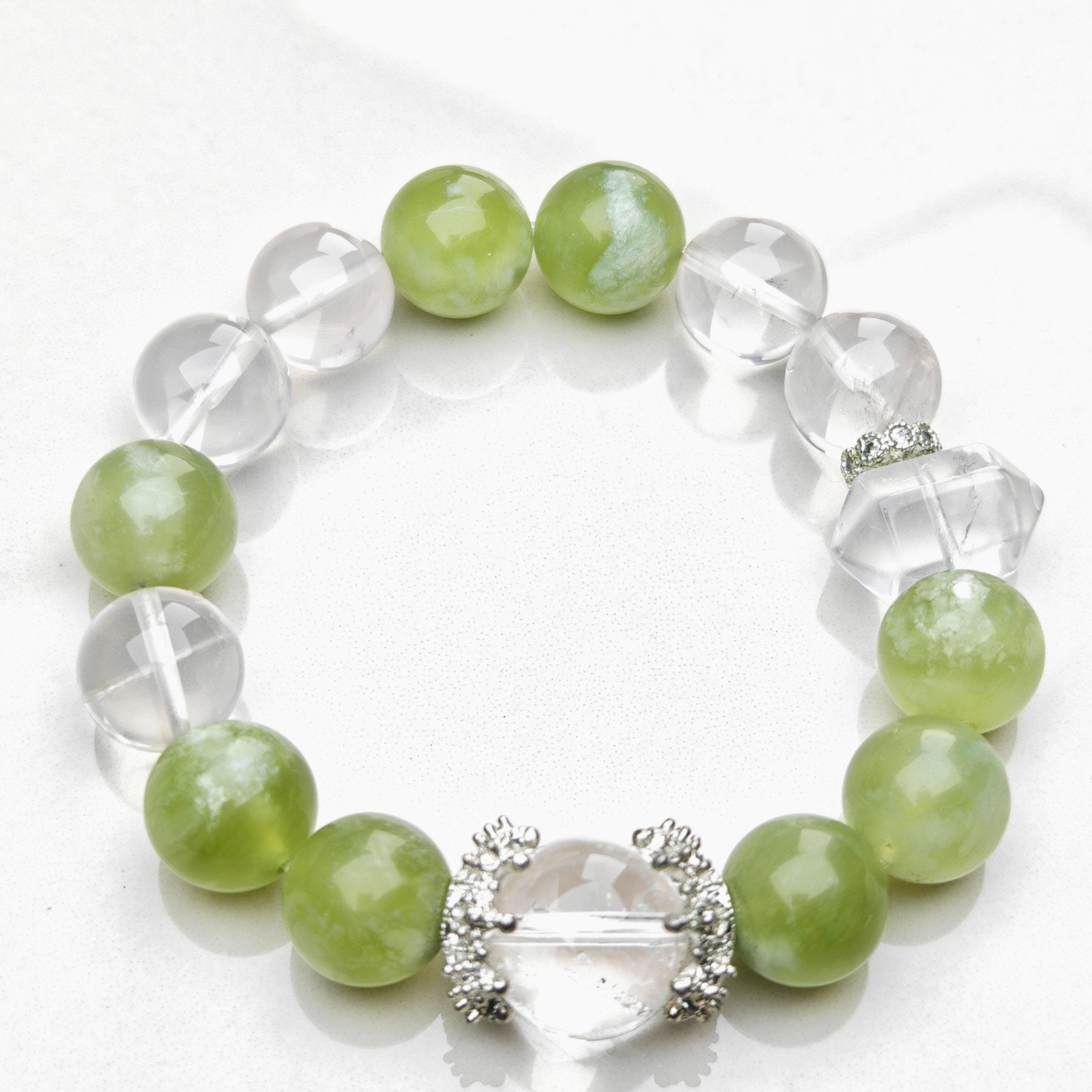 Clarity Dew – Prehnite & Clear Quartz Bracelet – alternate view 7 by ImperfectRealm