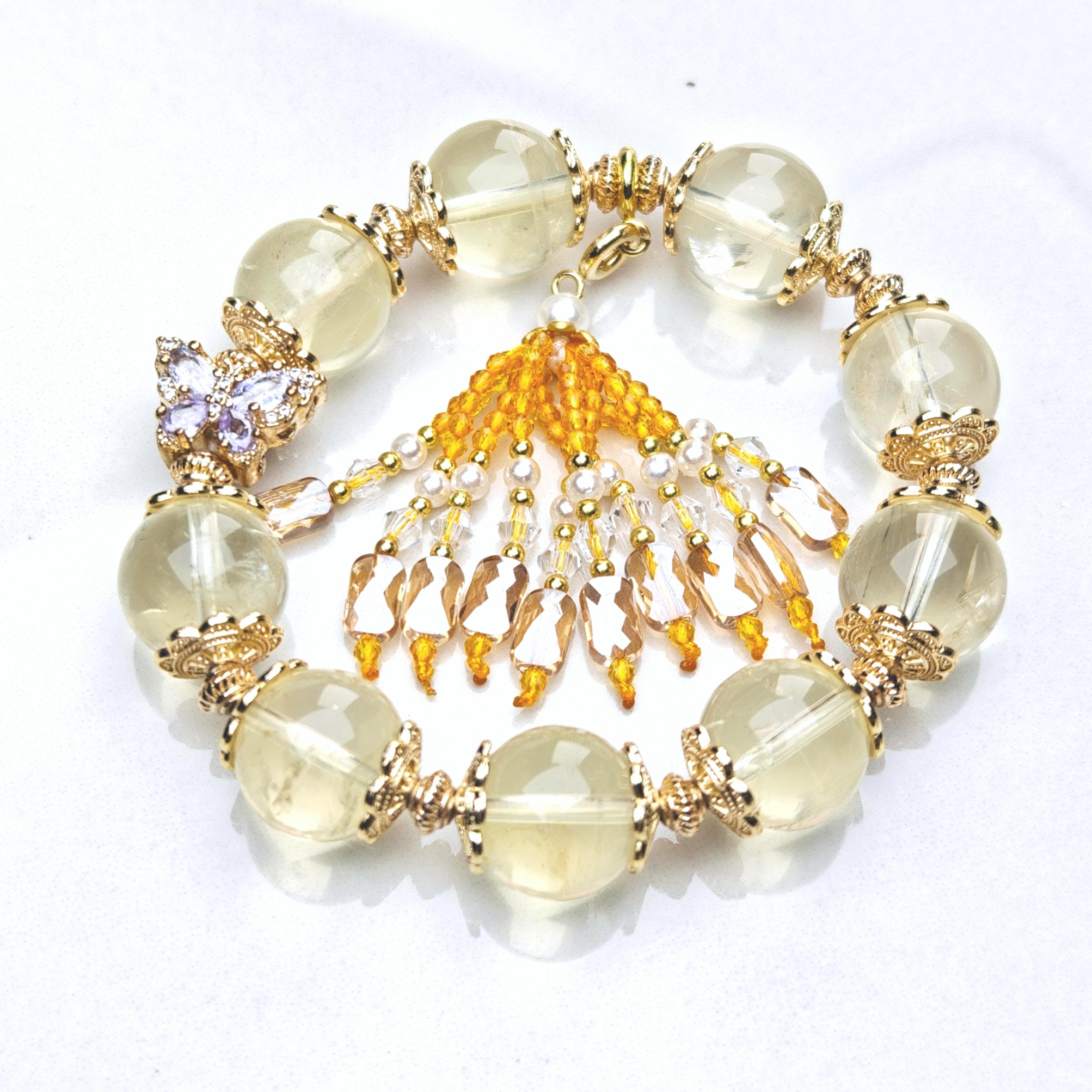 Citrus Gleam – Lemon Quartz & Butterfly Tassel Bracelet – alternate view 7 by ImperfectRealm