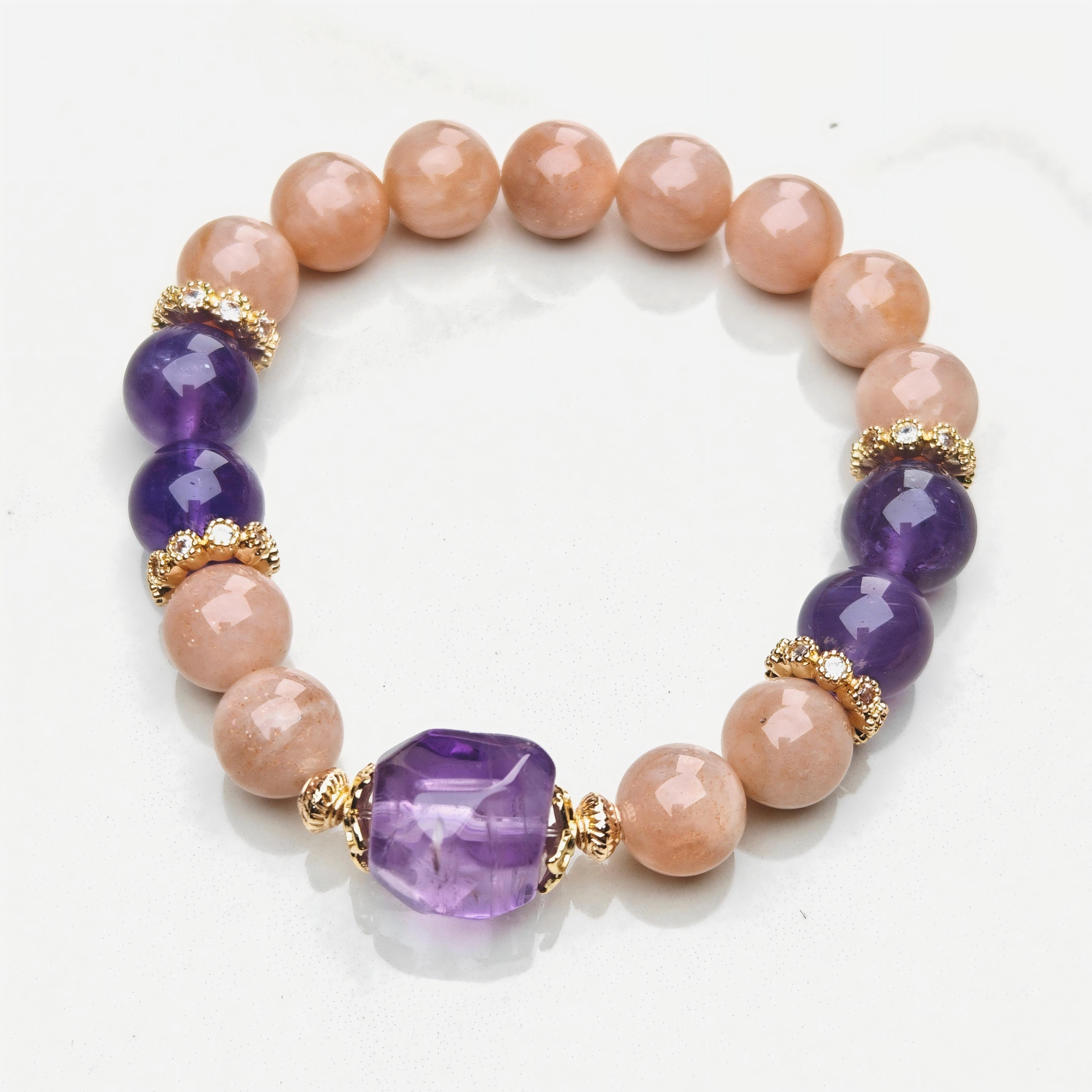 Mystic Bloom – Sunstone & Amethyst Bracelet – alternate view 5 by ImperfectRealm
