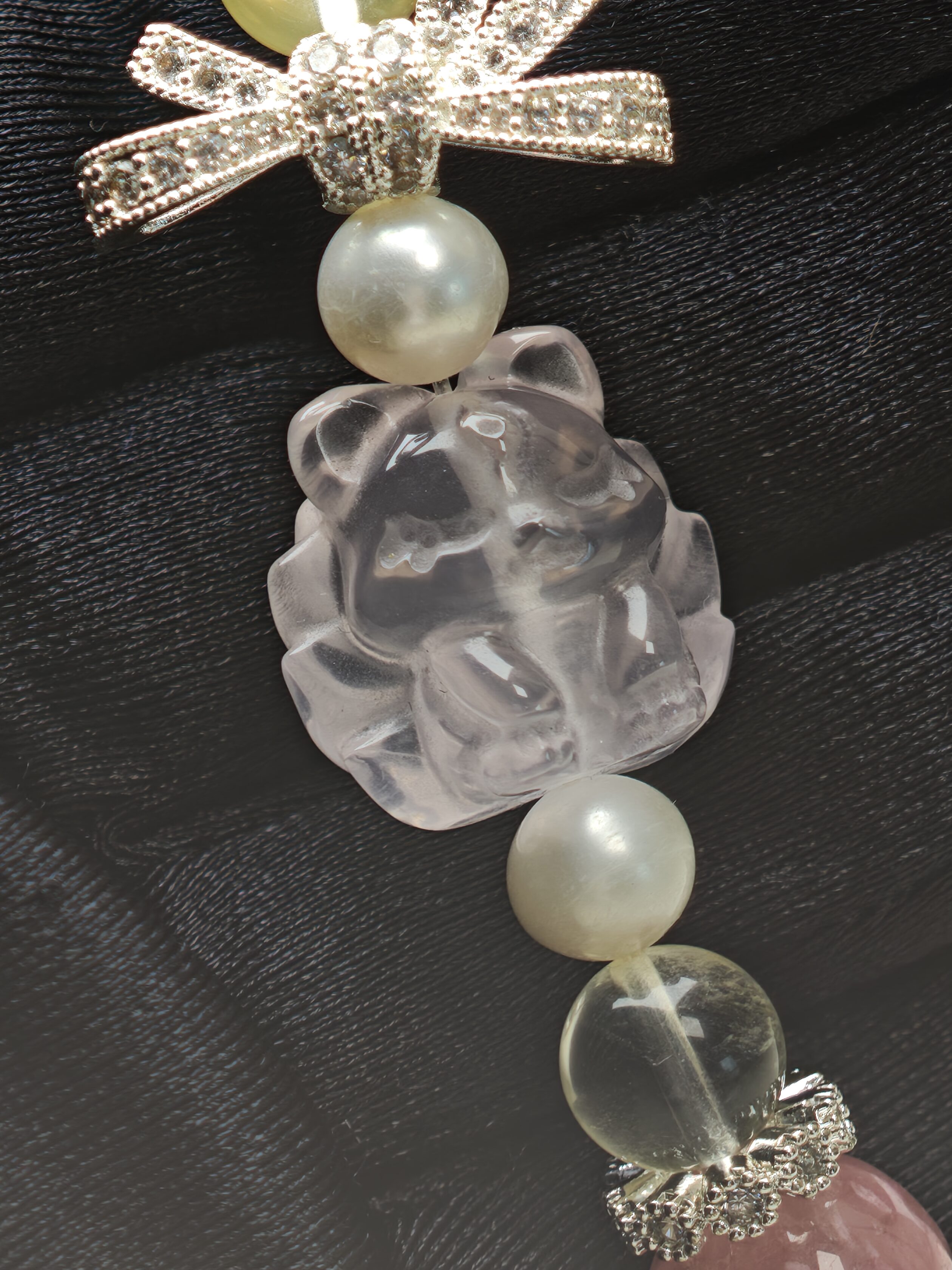 Persephone's Bloom – Rhodochrosite & Rose Quartz Flower Bracelet – alternate view 4 by ImperfectRealm
