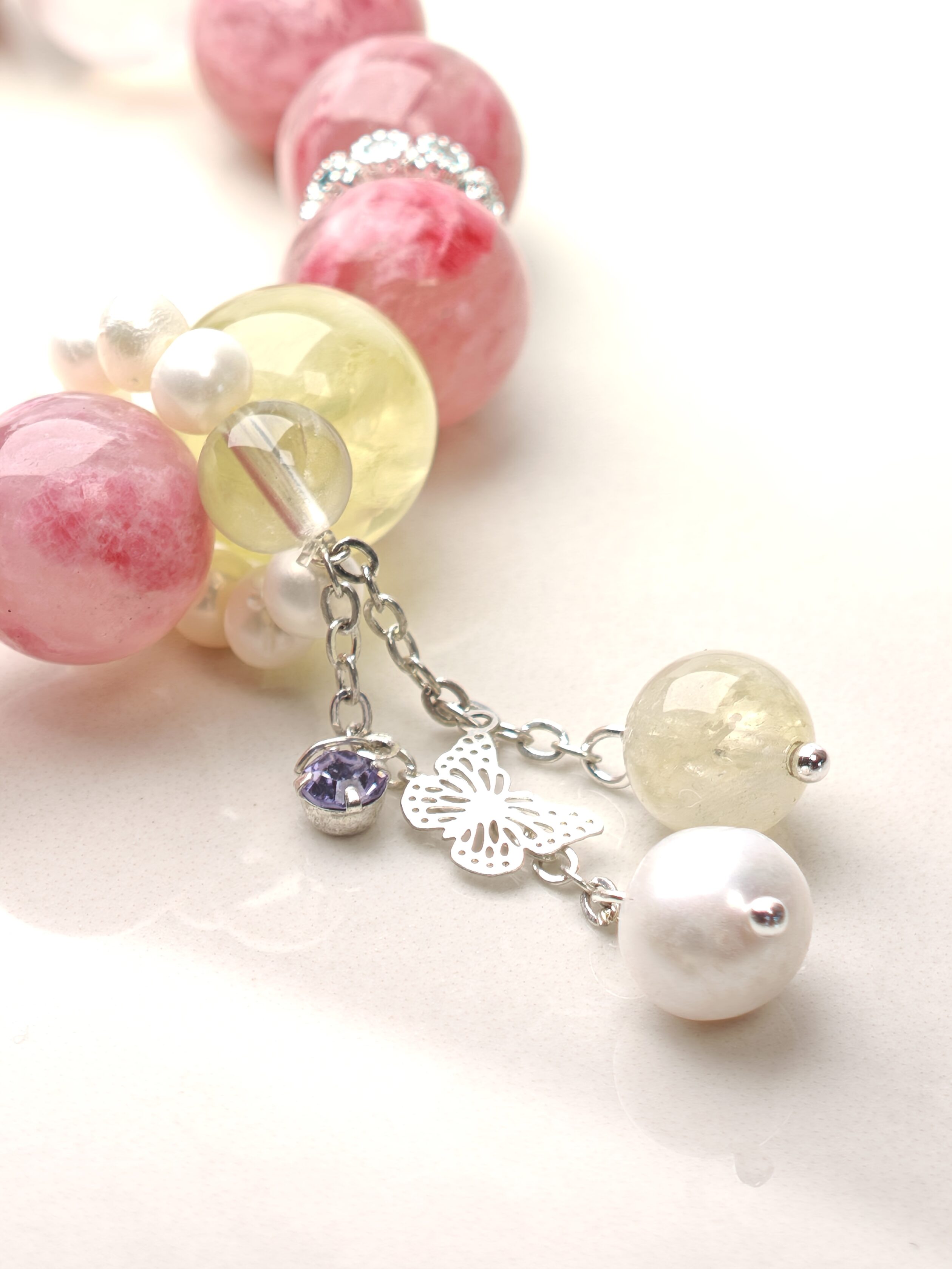Persephone's Bloom – Rhodochrosite & Rose Quartz Flower Bracelet – alternate view 5 by ImperfectRealm