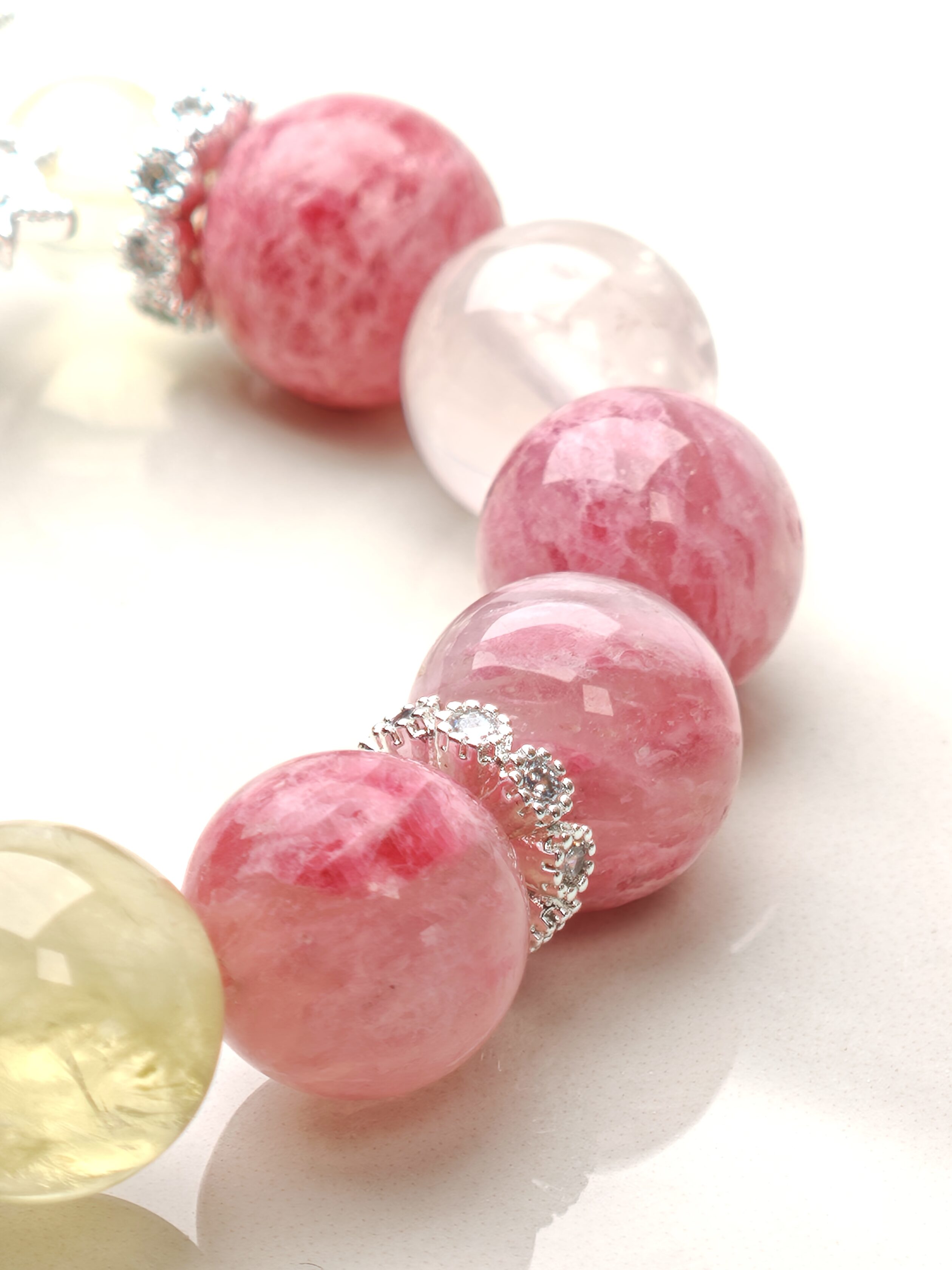 Persephone's Bloom – Rhodochrosite & Rose Quartz Flower Bracelet – alternate view 6 by ImperfectRealm