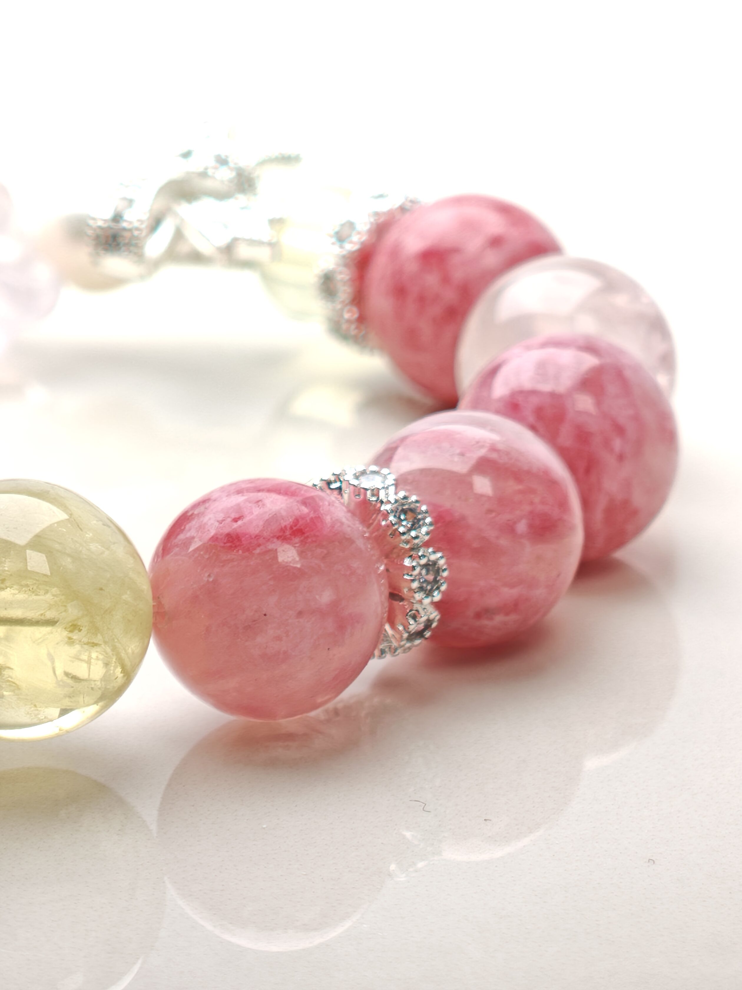 Persephone's Bloom – Rhodochrosite & Rose Quartz Flower Bracelet – alternate view 7 by ImperfectRealm