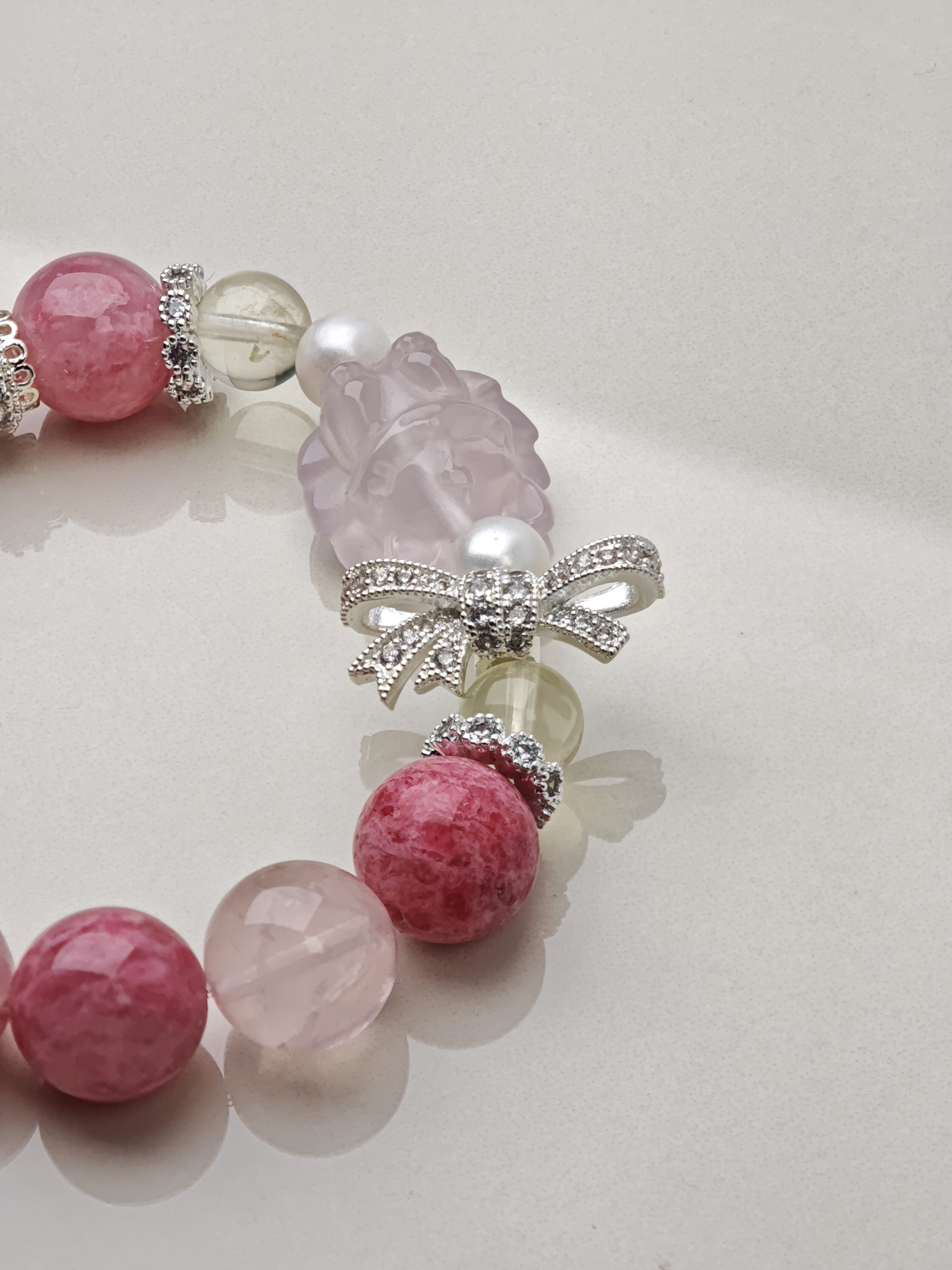 Persephone's Bloom – Rhodochrosite & Rose Quartz Flower Bracelet – alternate view 8 by ImperfectRealm
