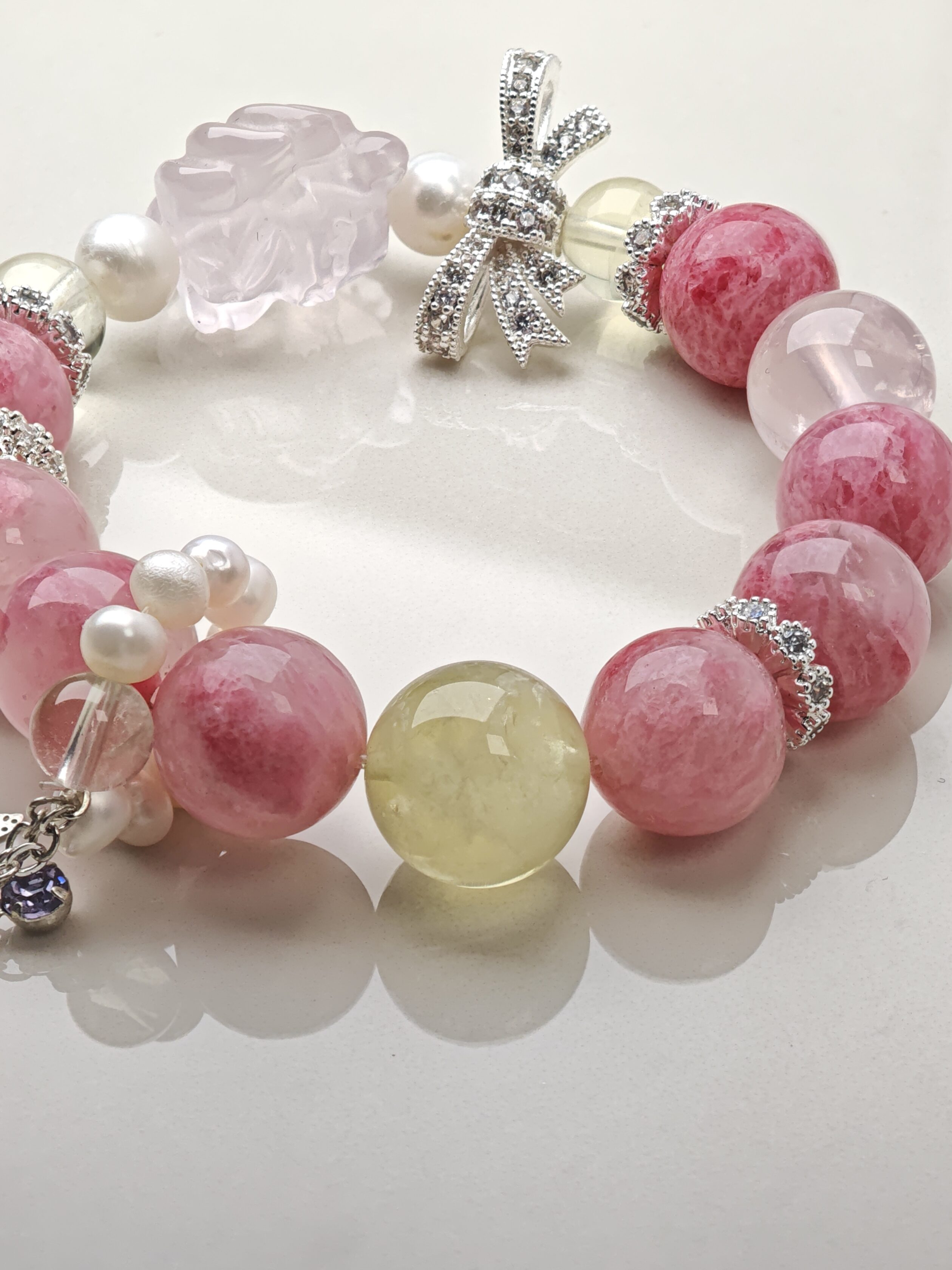 Persephone's Bloom – Rhodochrosite & Rose Quartz Flower Bracelet – alternate view 9 by ImperfectRealm