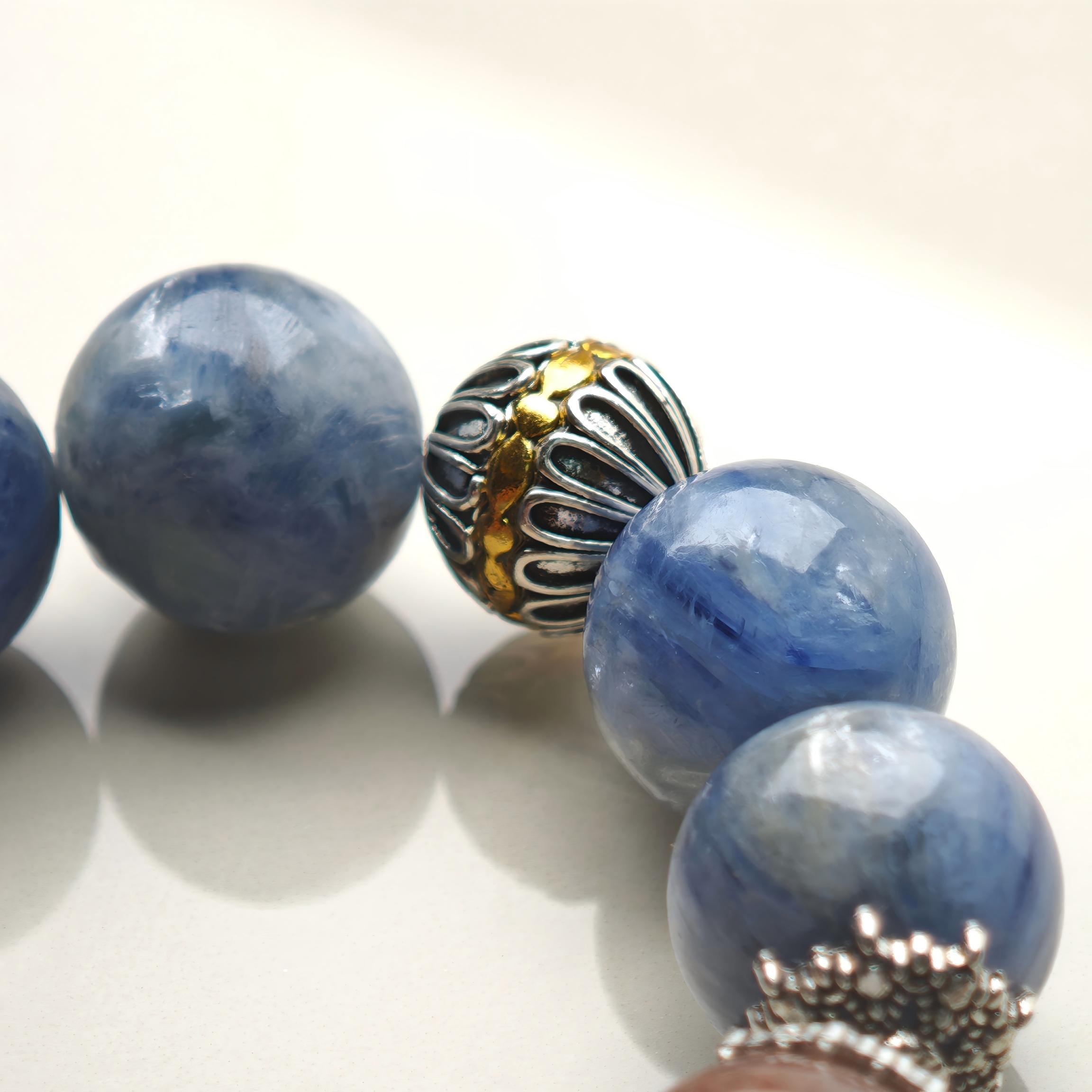 Ocean Bloom – Blue Kyanite & Red Rutilated Quartz Bracelet – alternate view 3 by ImperfectRealm