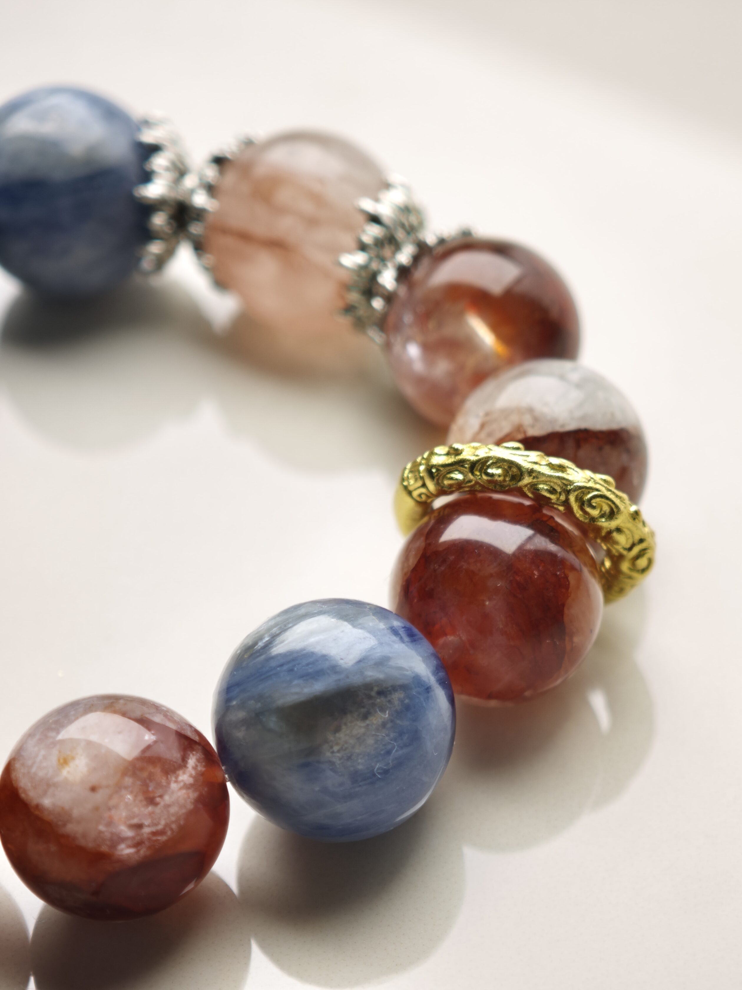 Ocean Bloom – Blue Kyanite & Red Rutilated Quartz Bracelet – alternate view 2 by ImperfectRealm
