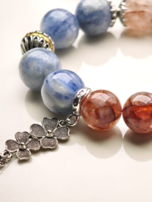 Ocean Bloom – Blue Kyanite & Red Rutilated Quartz Bracelet