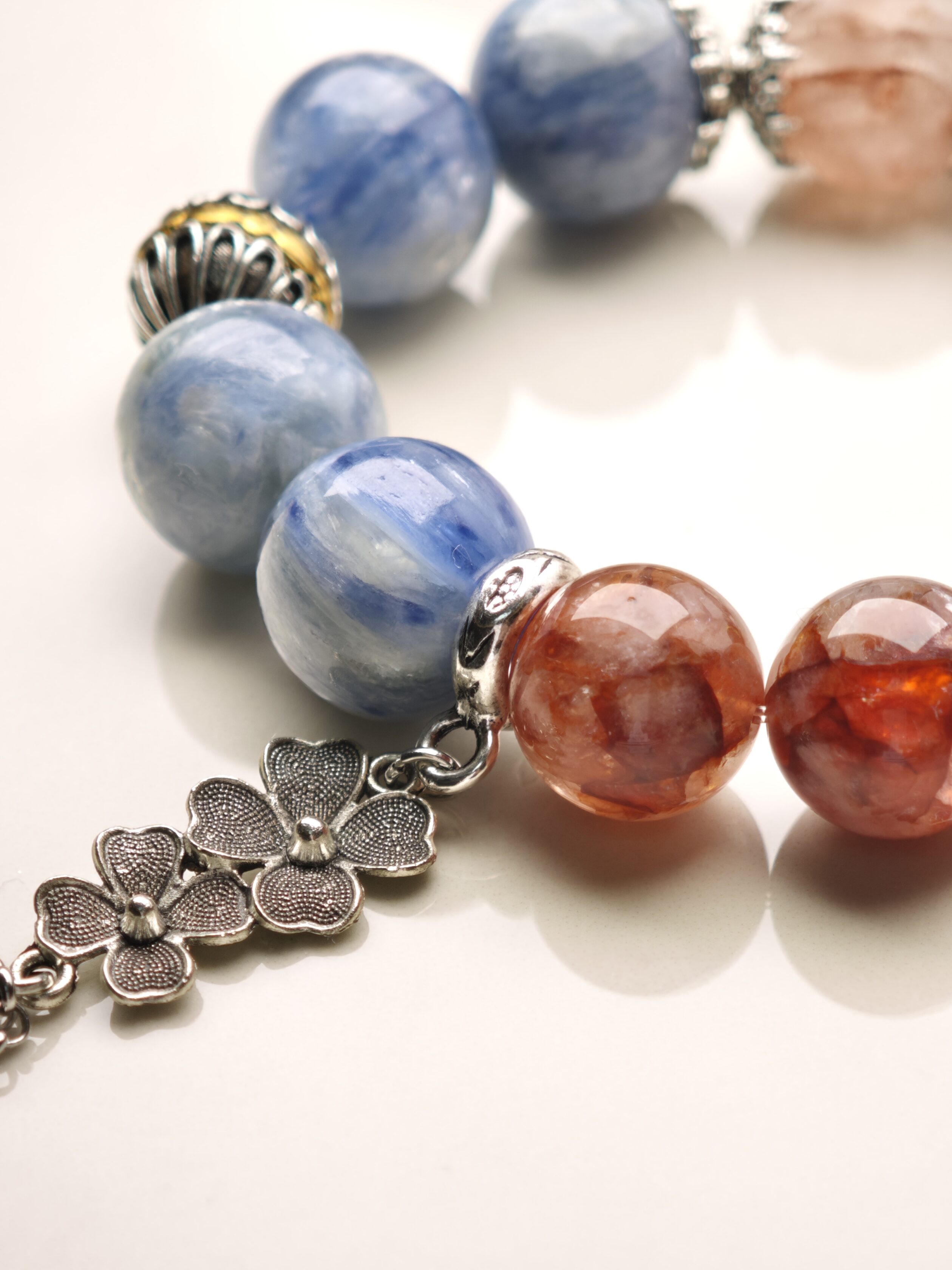 Ocean Bloom – Blue Kyanite & Red Rutilated Quartz Bracelet by ImperfectRealm