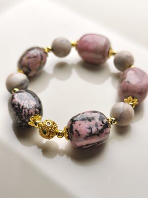 Rosy Whispers – Red Rhodonite Bracelet