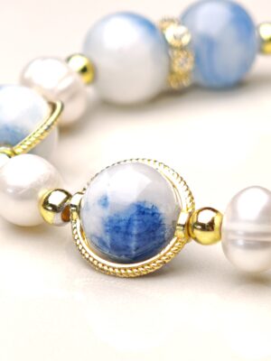 Ocean Moonlight – Persian Jade & Pearl Bracelet