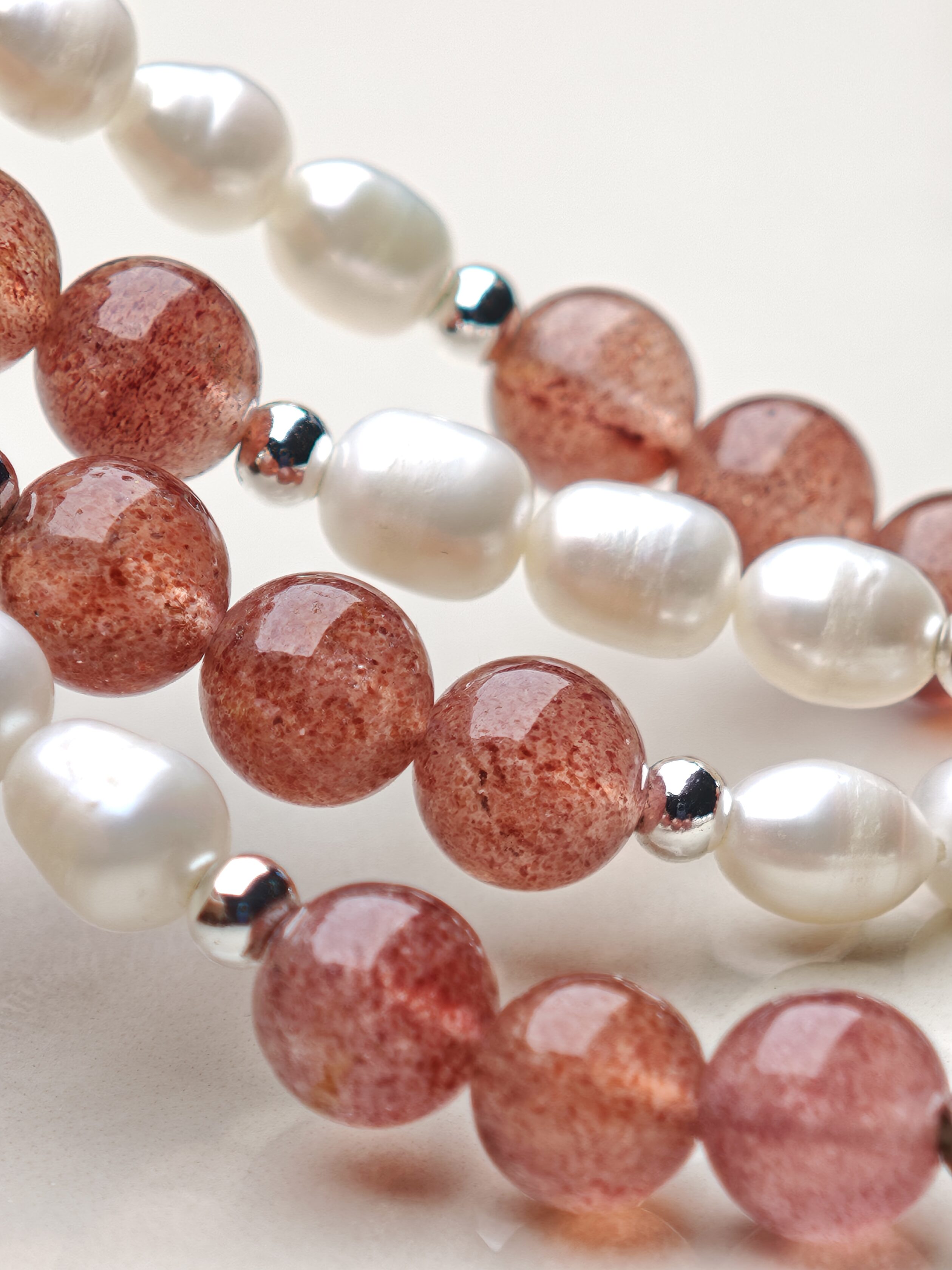 Berry Bloom – Strawberry Quartz Layered Bracelet – alternate view 2 by ImperfectRealm