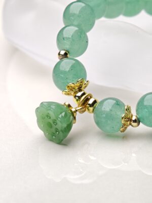 Spring Lotus Whisper – Green Aventurine & Carved Lotus Bracelet