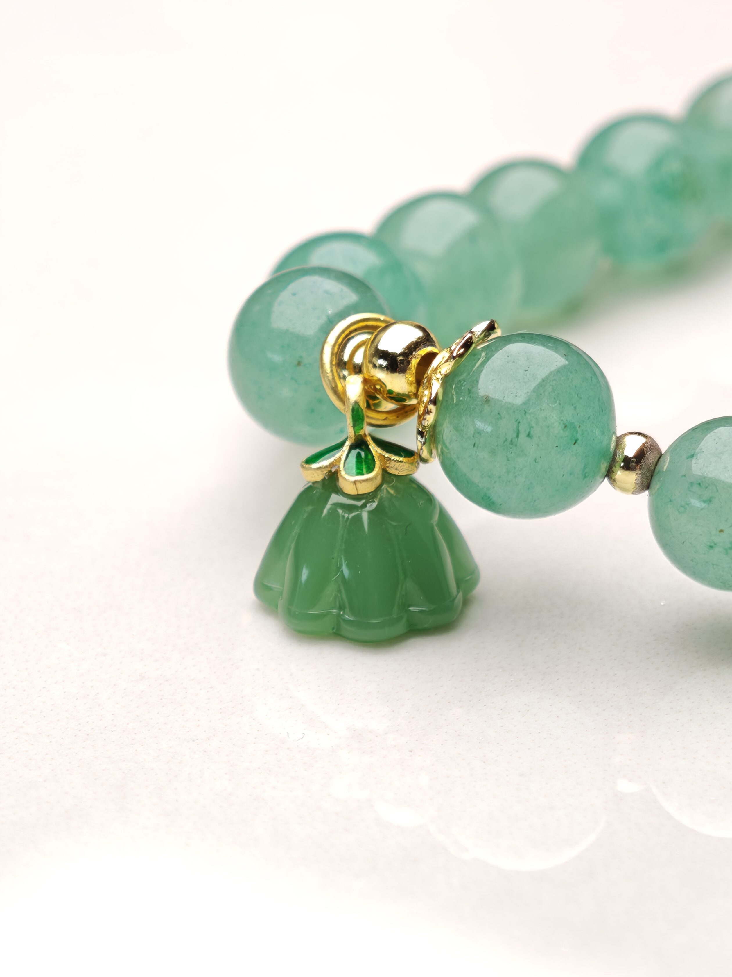 Spring Lotus Whisper – Green Aventurine & Carved Lotus Bracelet – alternate view 2 by ImperfectRealm