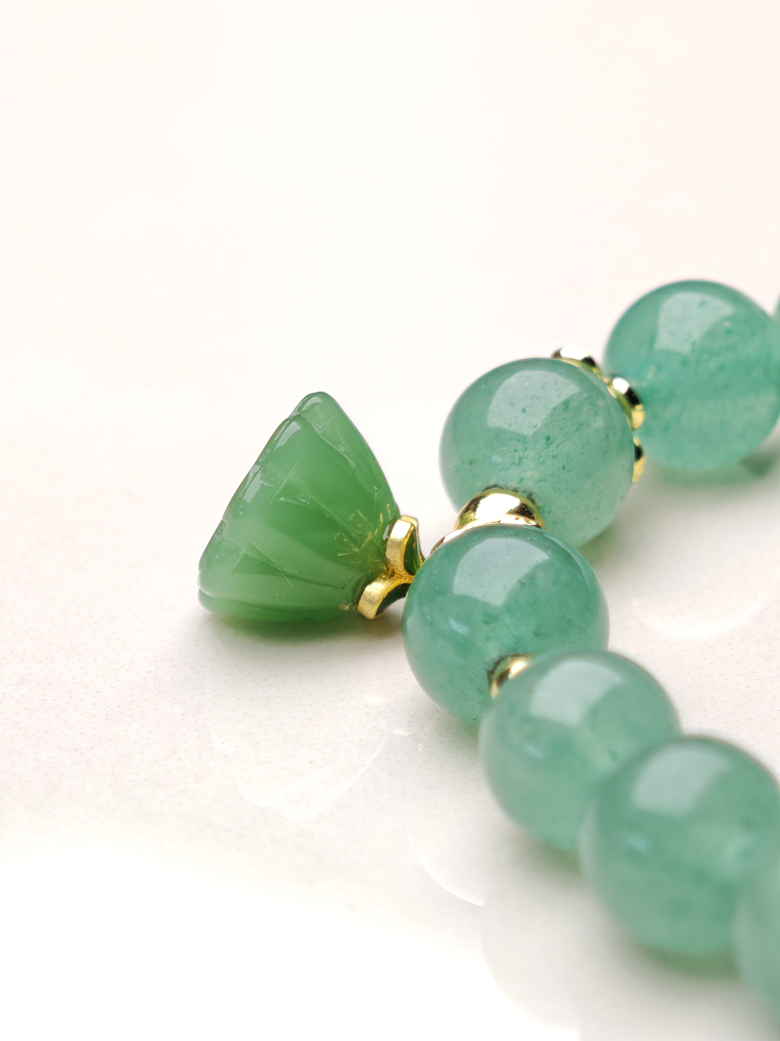 Spring Lotus Whisper – Green Aventurine & Carved Lotus Bracelet – alternate view 3 by ImperfectRealm