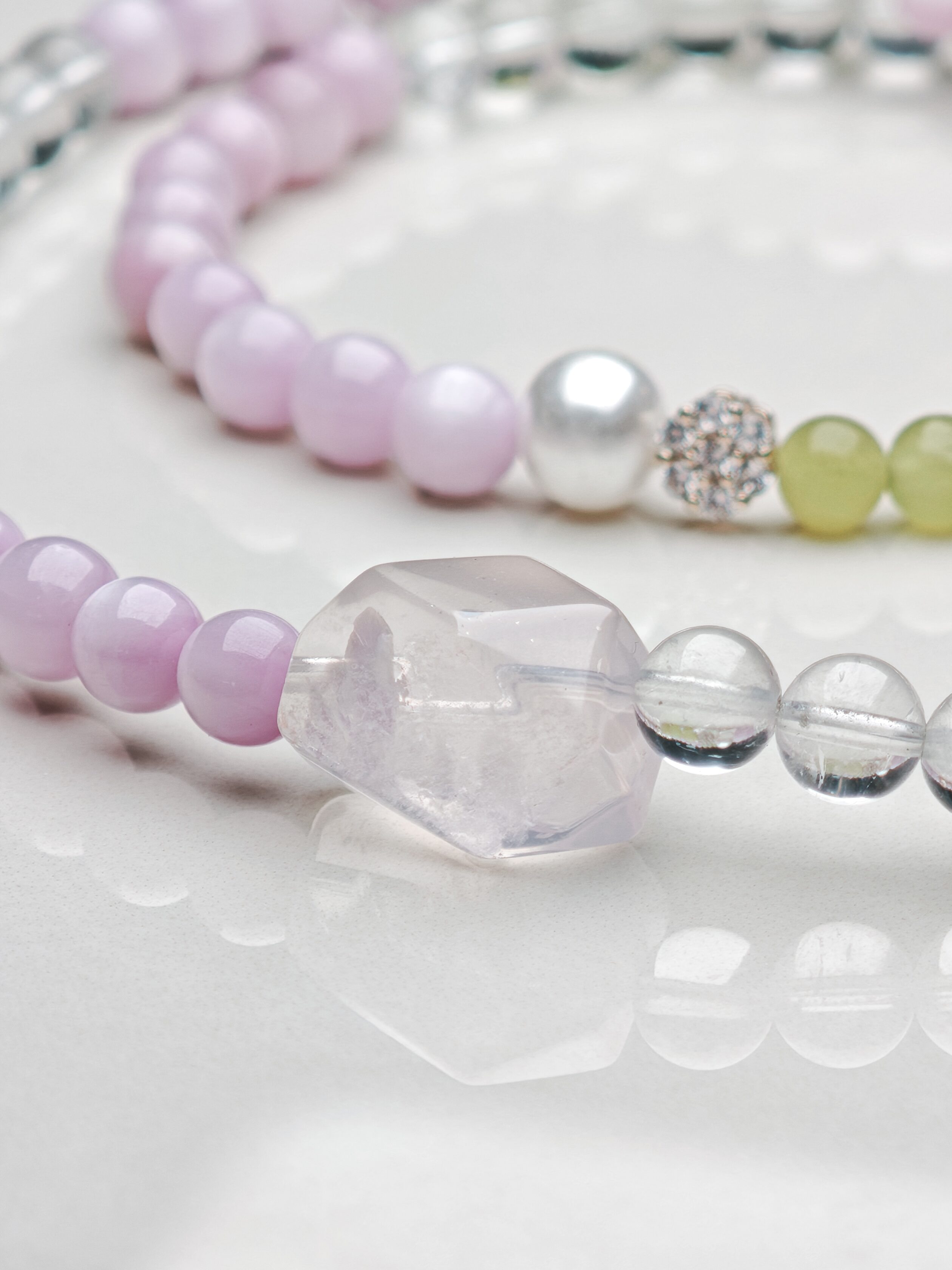 Lemon Veil – Kunzite, Clear Quartz & Lemon Jade Bracelet – alternate view 3 by ImperfectRealm