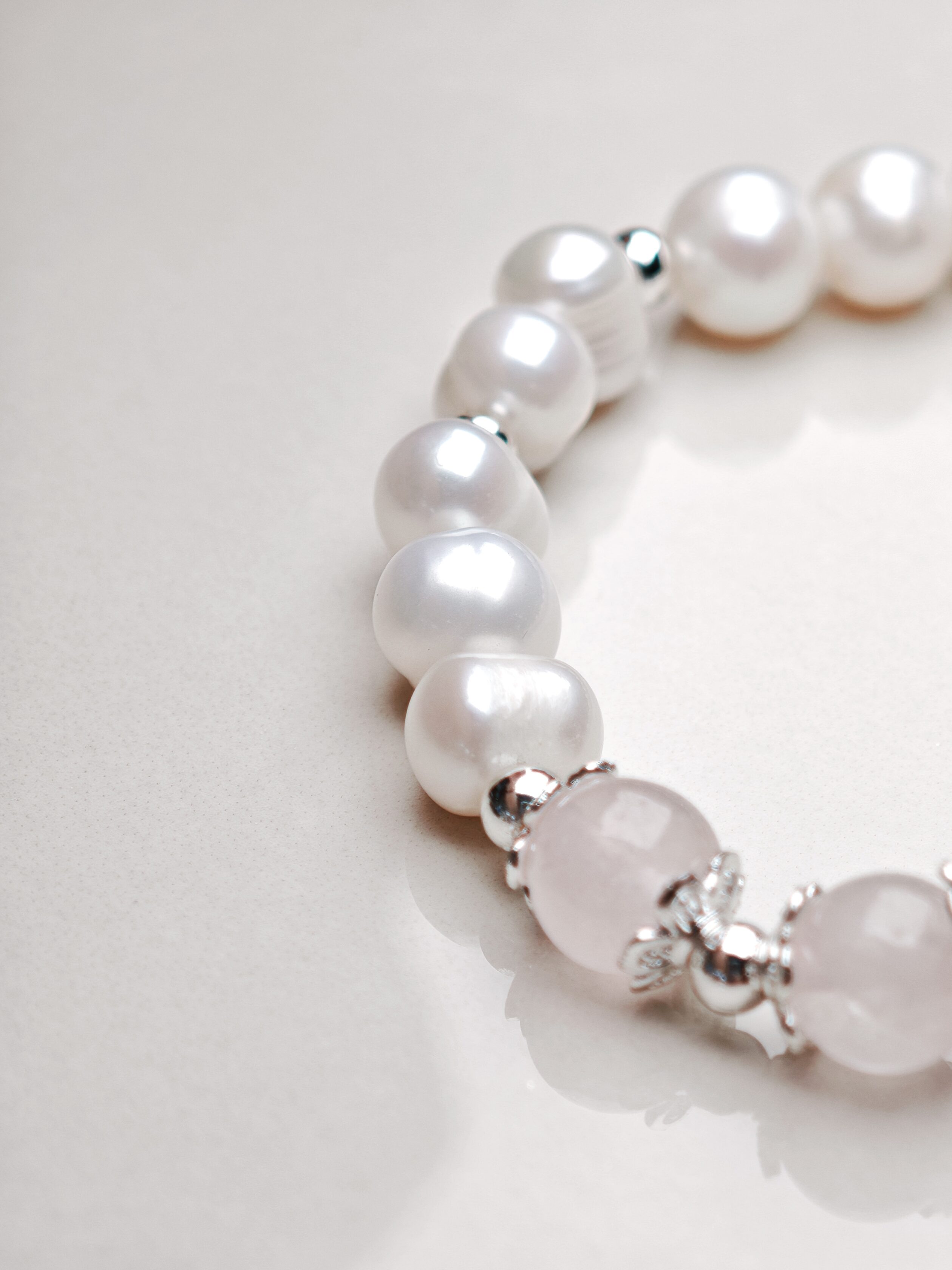 Amethyst Bloom – Freshwater Pearl & Carved Heart Bracelet – alternate view 2 by ImperfectRealm