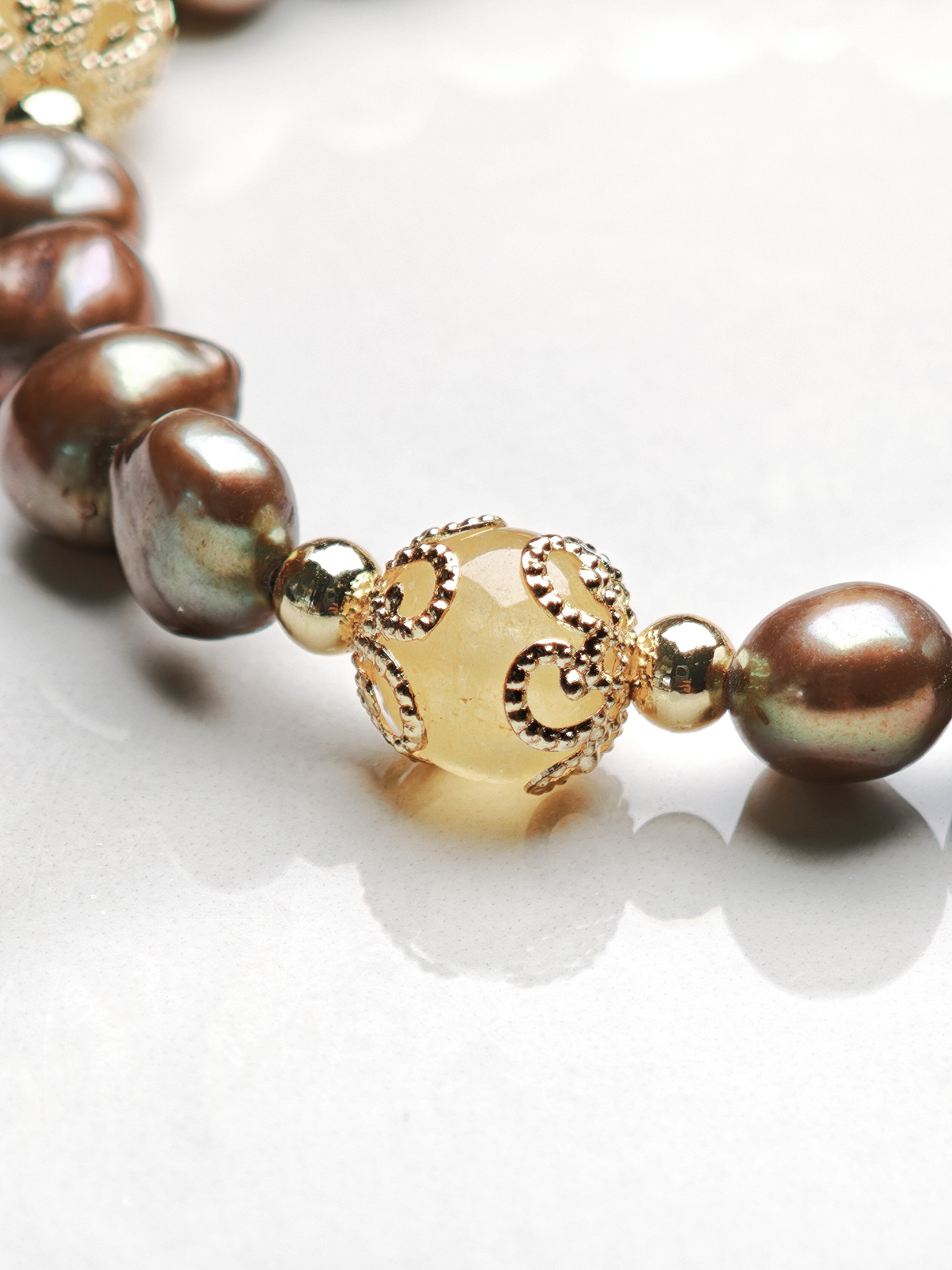 Golden Vow – Baroque Pearl & Citrine Heart Bracelet – alternate view 2 by ImperfectRealm