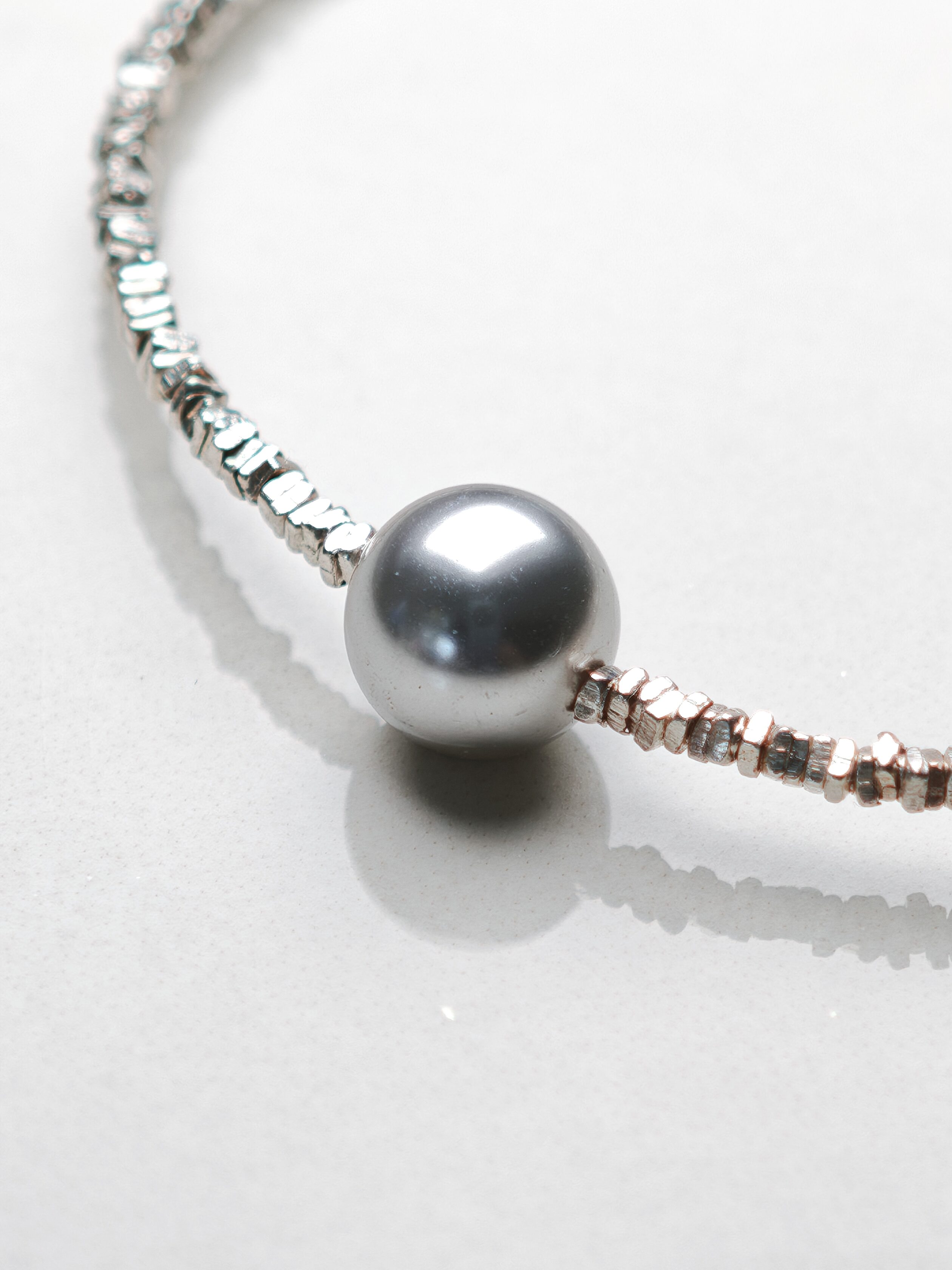 Silver Glow Pearl – Single Strand Bracelet by ImperfectRealm