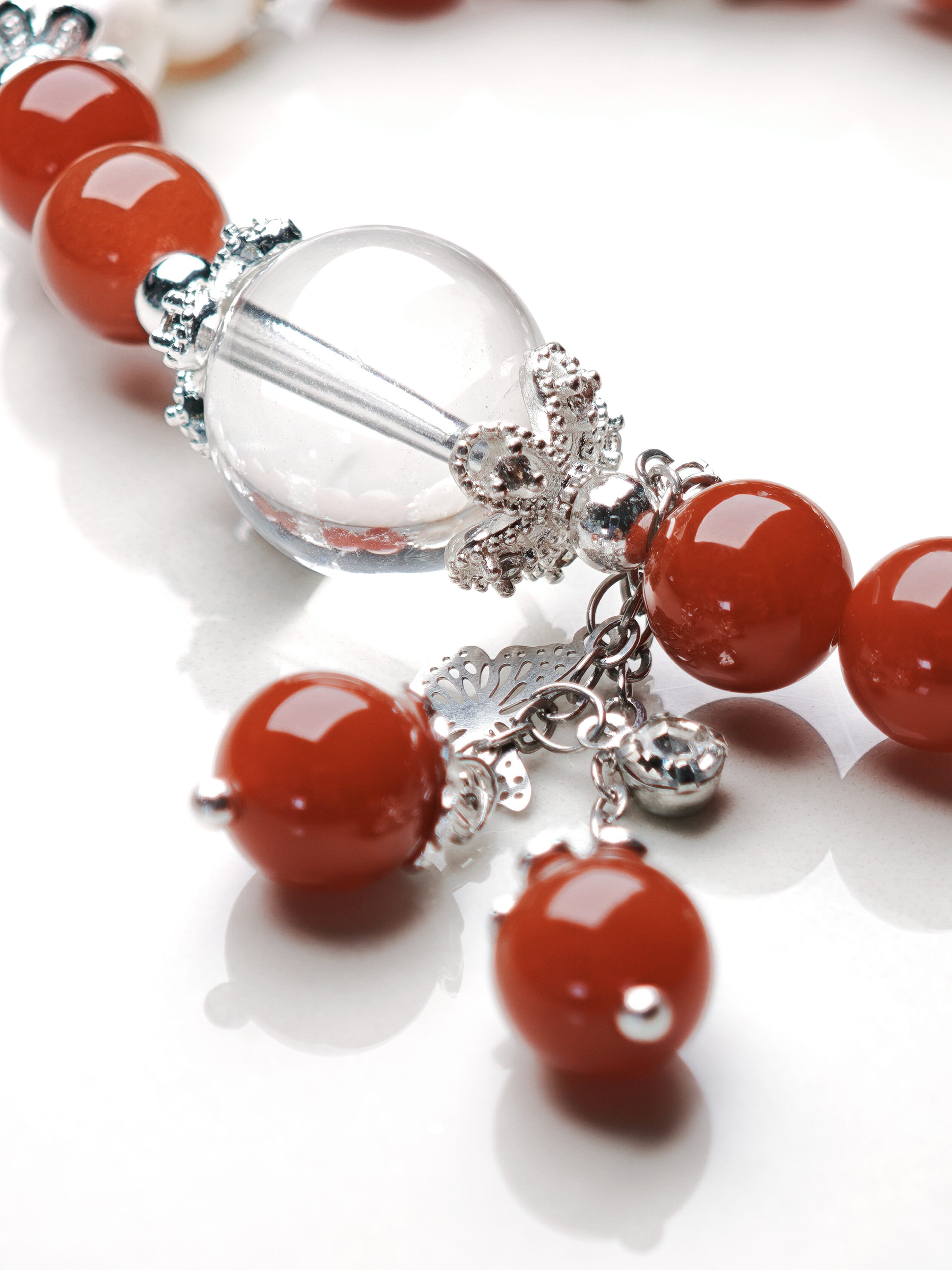 Moonlit Wings – Red Agate & Clear Quartz Bracelet – alternate view 4 by ImperfectRealm