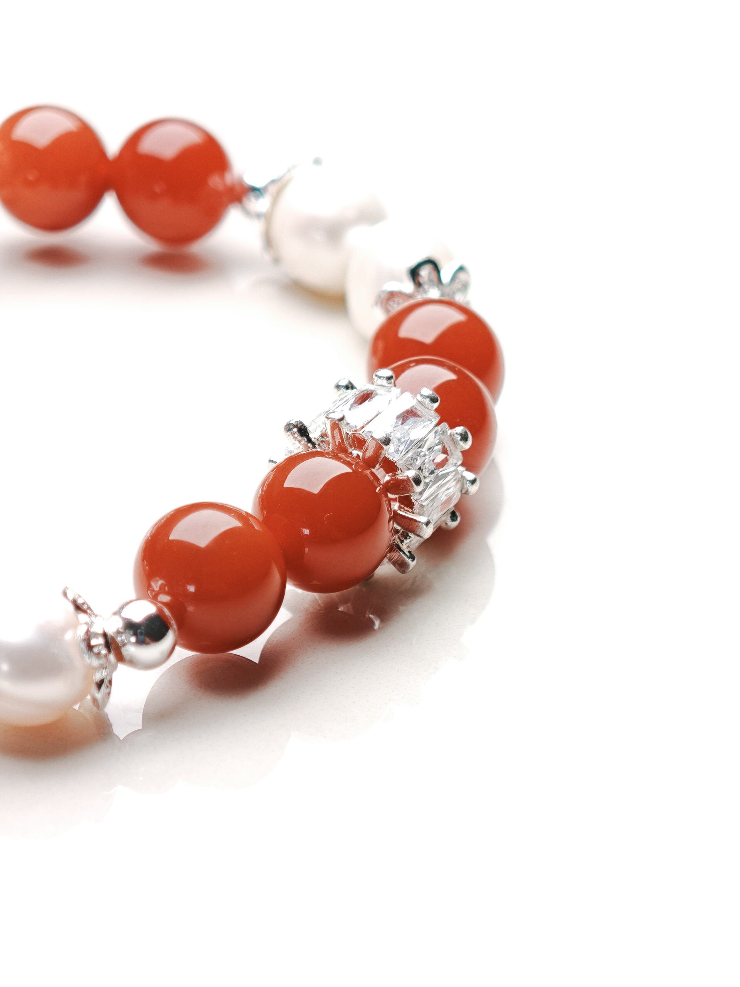 Moonlit Wings – Red Agate & Clear Quartz Bracelet – alternate view 3 by ImperfectRealm