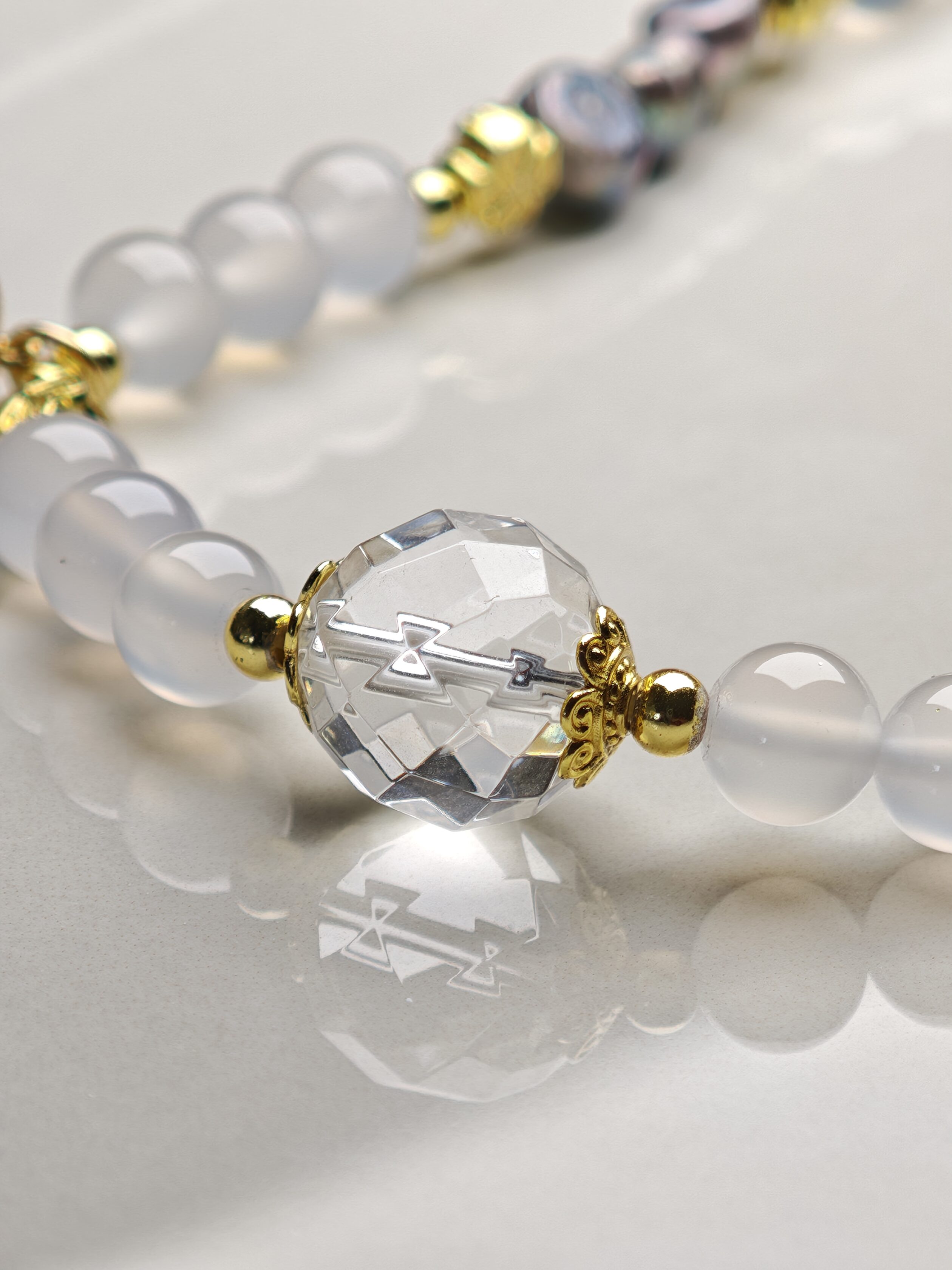 Moonlit Garden – White Agate & Baroque Pearl Bracelet – alternate view 4 by ImperfectRealm