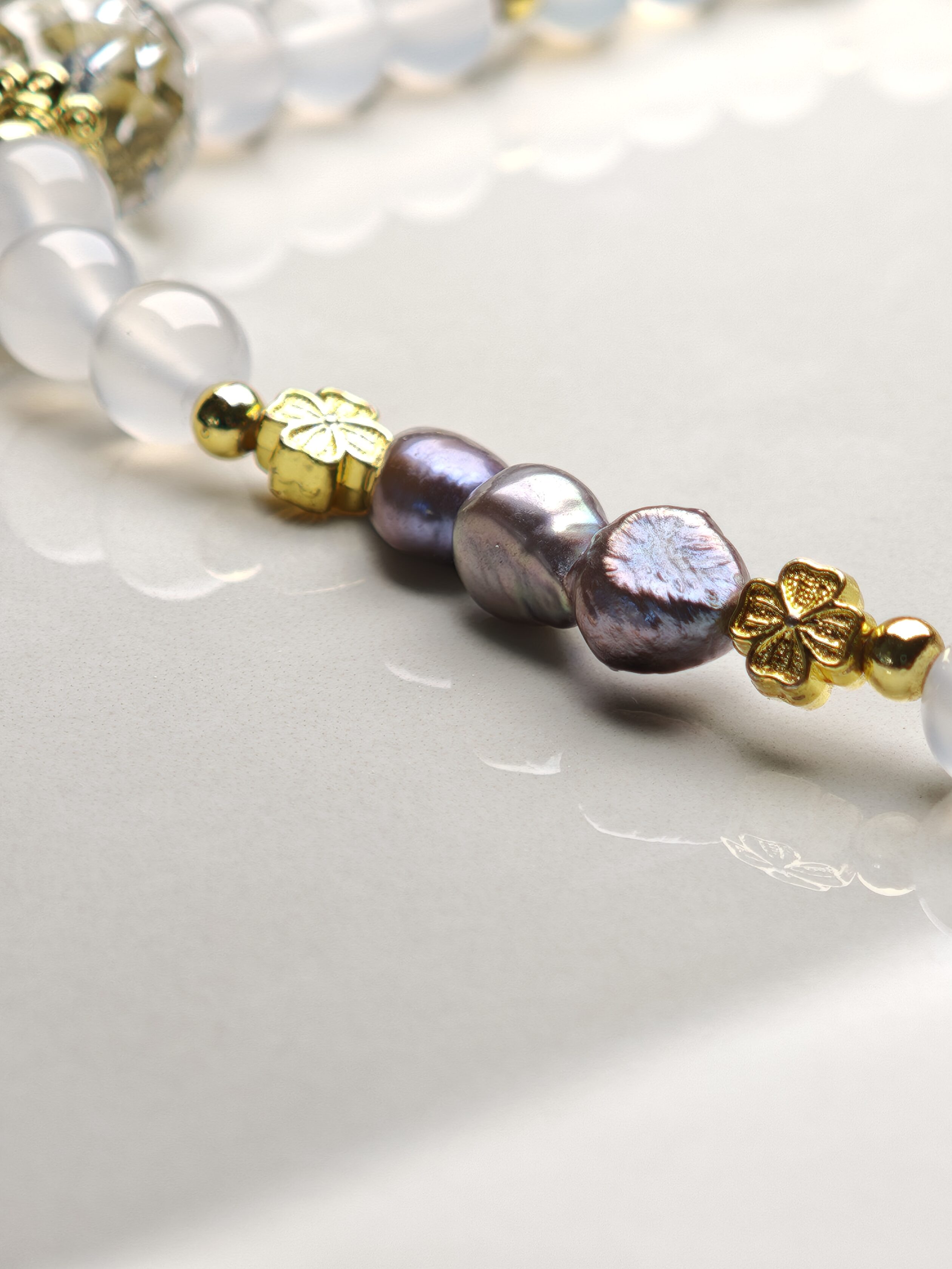 Moonlit Garden – White Agate & Baroque Pearl Bracelet – alternate view 5 by ImperfectRealm