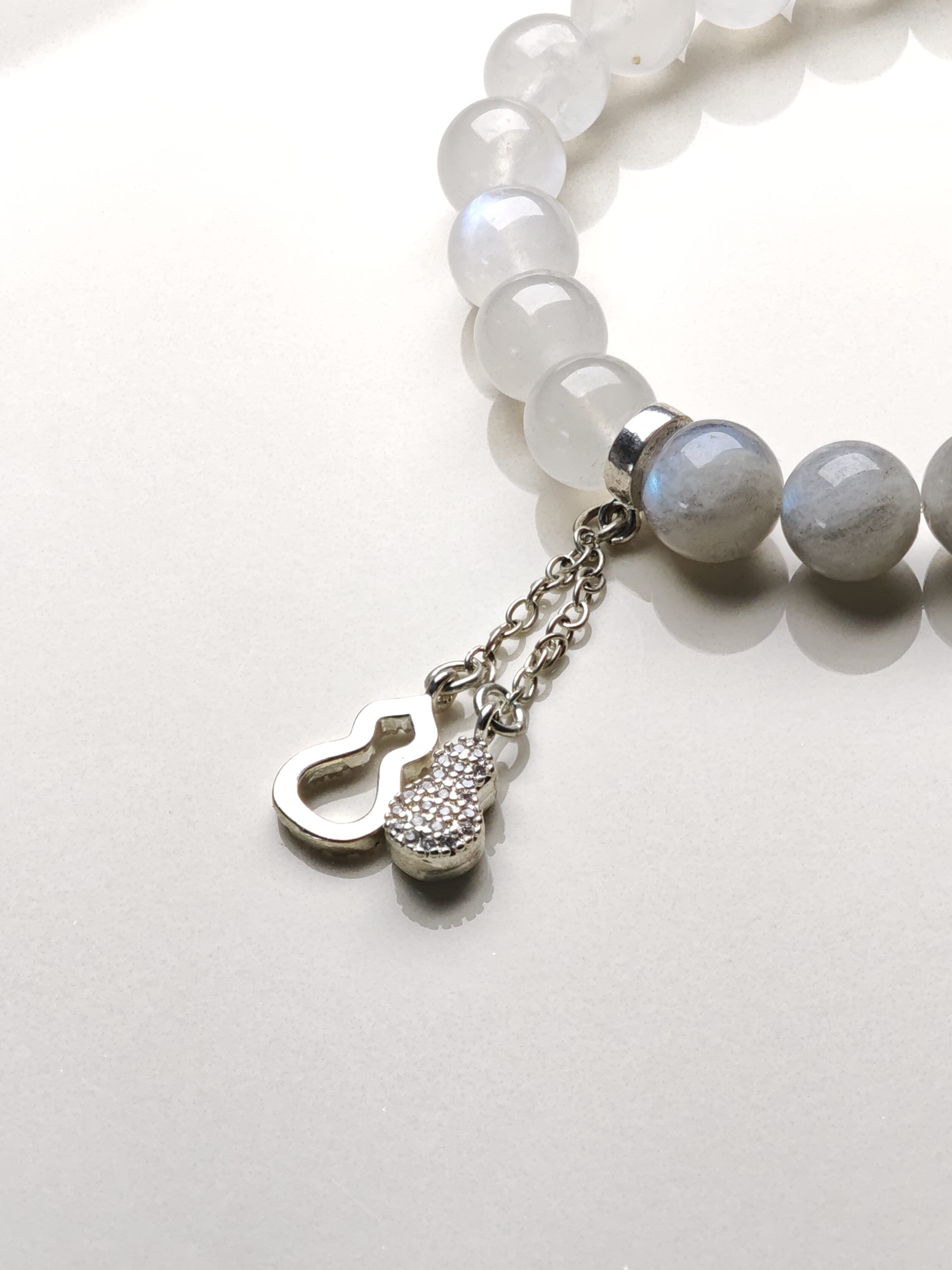 Moonlit Duo – White & Gray Moonstone Bracelet – alternate view 2 by ImperfectRealm