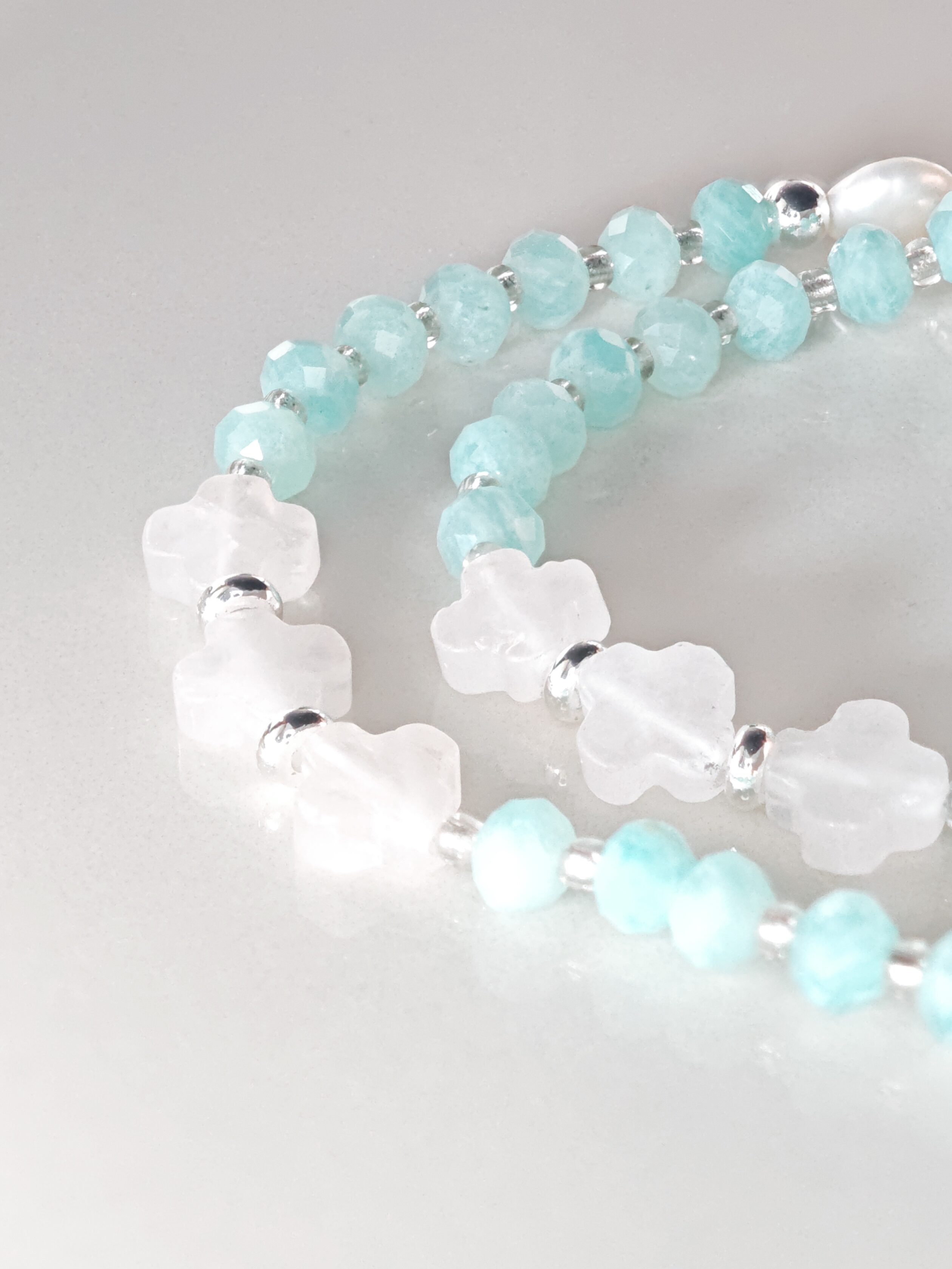 Aqua Bloom – Amazonite & Heart Crystal Necklace – alternate view 3 by ImperfectRealm