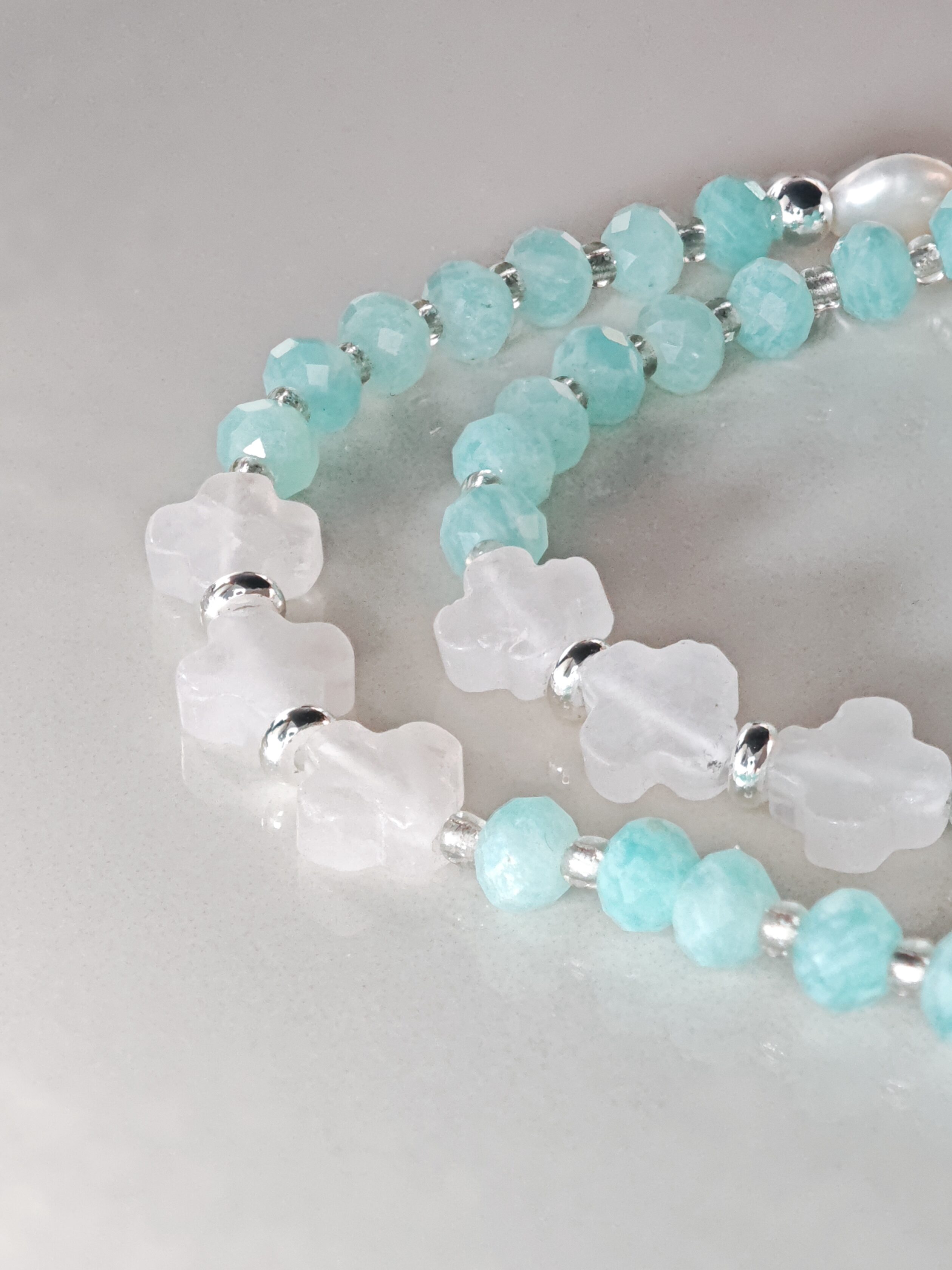 Aqua Bloom – Amazonite & Heart Crystal Necklace – alternate view 4 by ImperfectRealm
