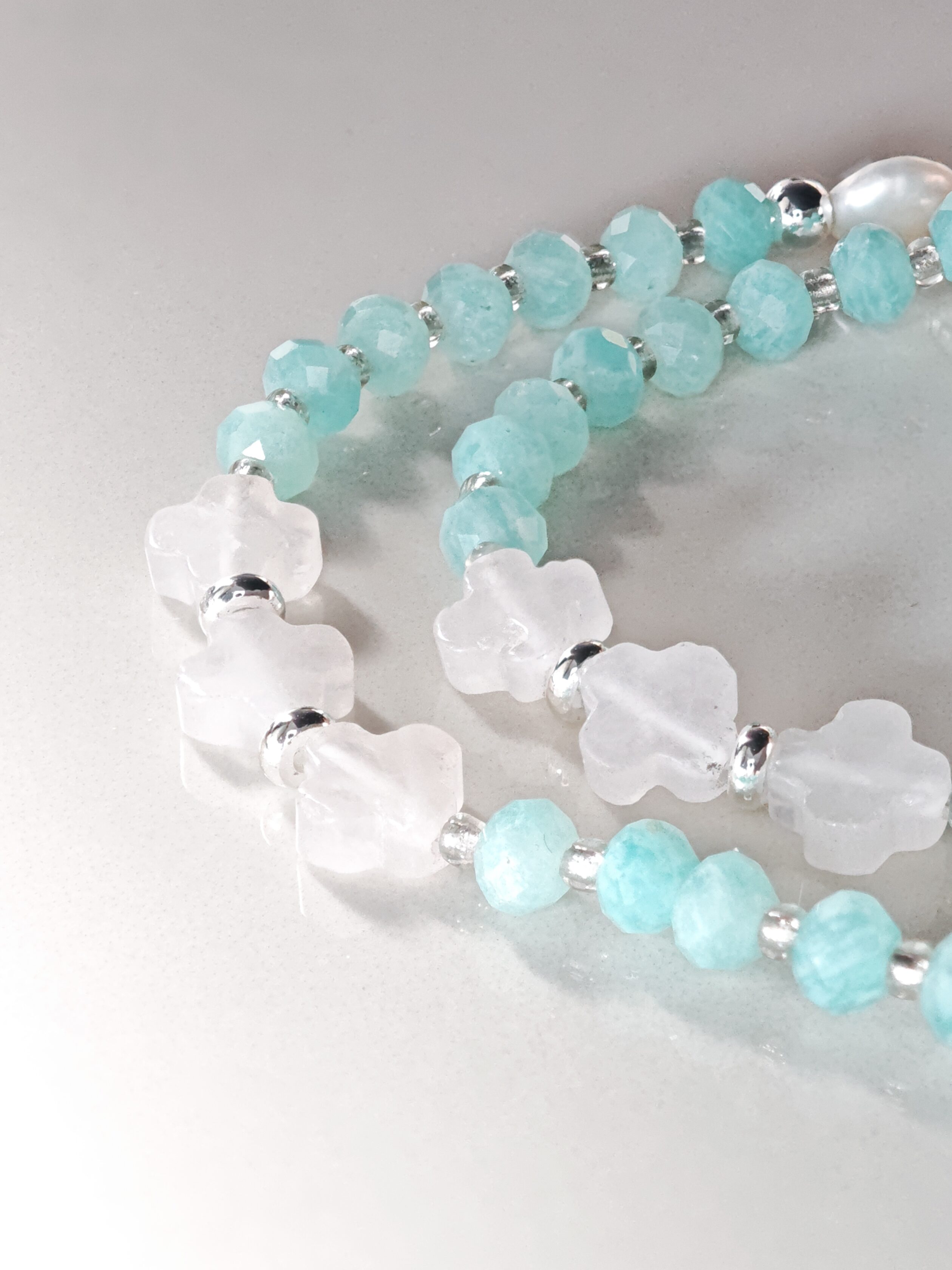 Aqua Bloom – Amazonite & Heart Crystal Necklace – alternate view 5 by ImperfectRealm