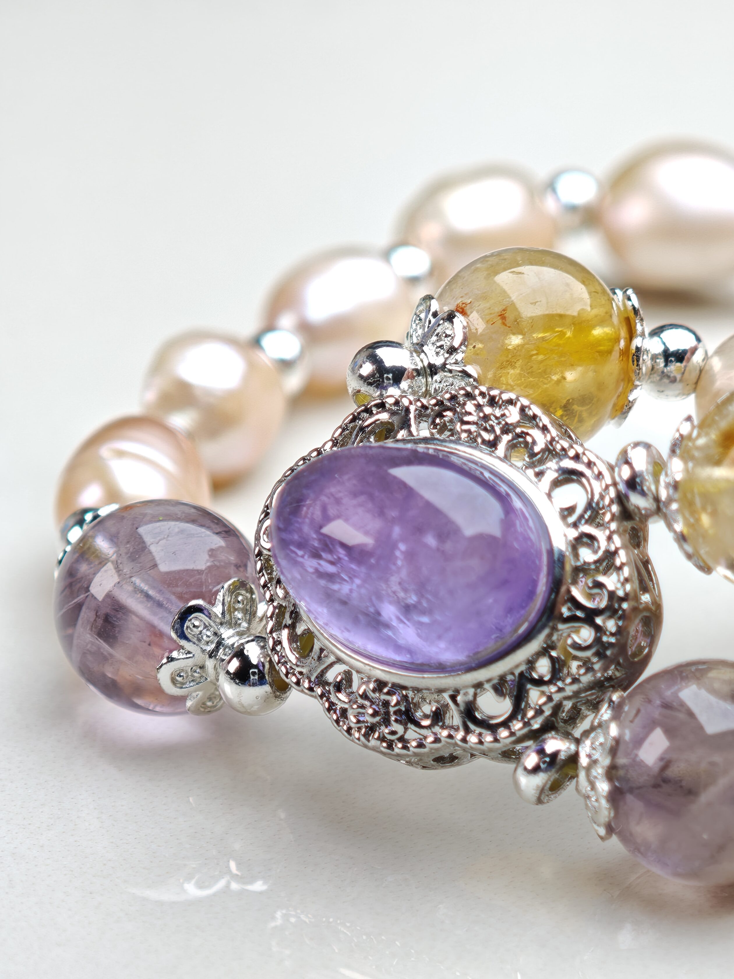 Aurora Crown – Yellow Rutilated Quartz & Amethyst Bracelet – alternate view 4 by ImperfectRealm