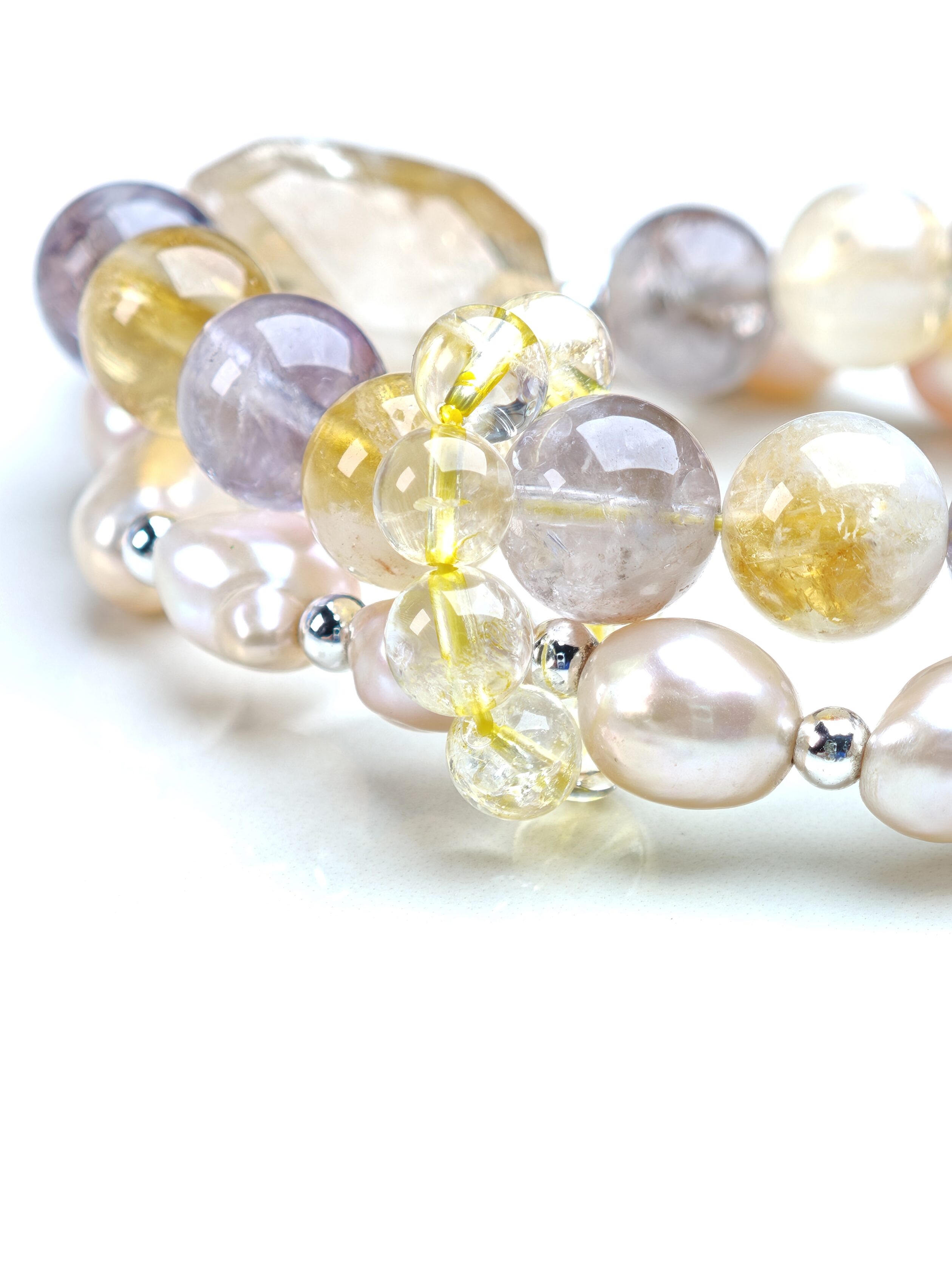 Aurora Crown – Yellow Rutilated Quartz & Amethyst Bracelet – alternate view 2 by ImperfectRealm
