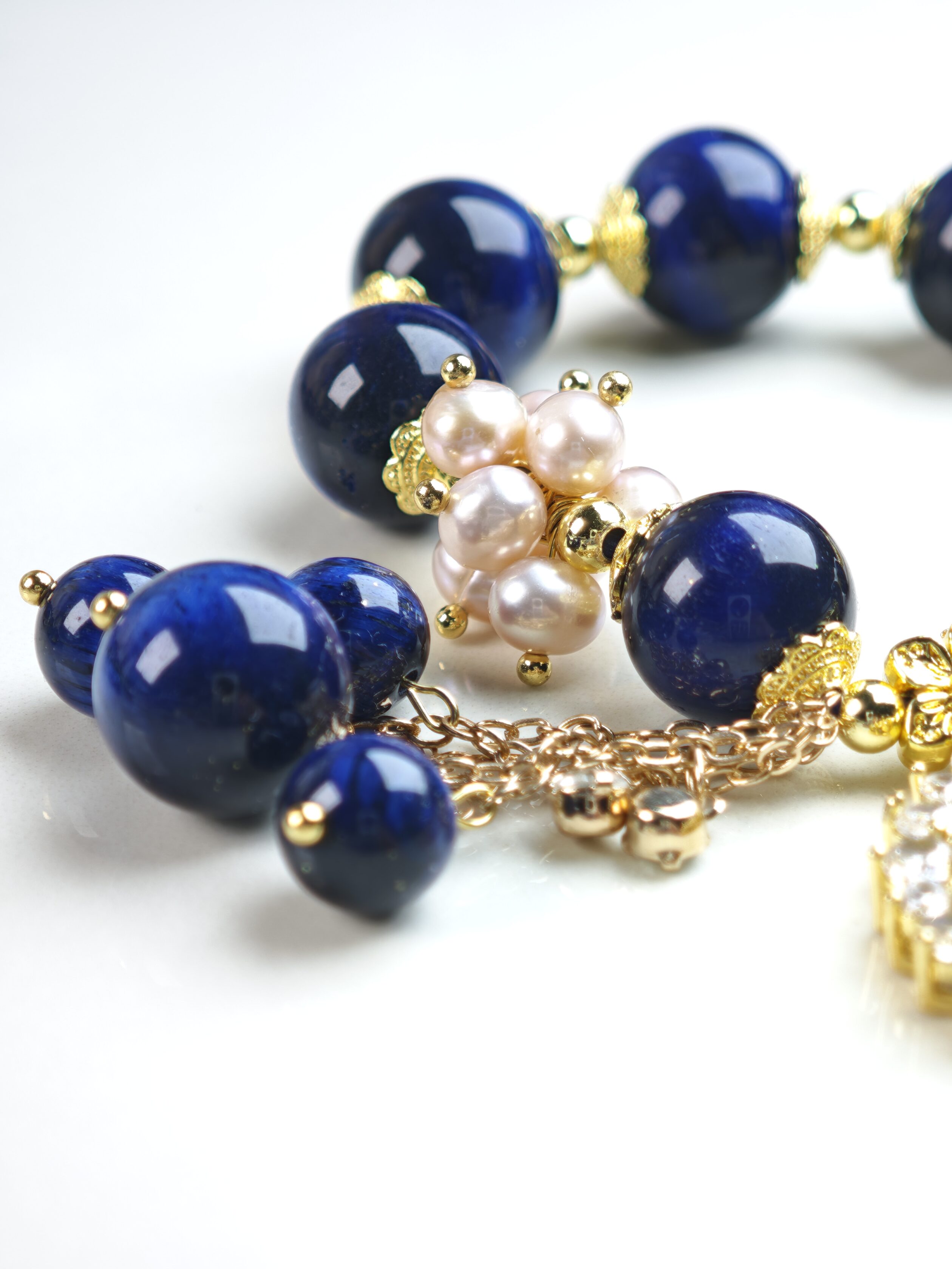 Midnight Reign – Navy Blue Tiger Eye & Gem Pendant Bracelet – alternate view 5 by ImperfectRealm