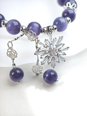Frostlight Bloom – Purple Cat’s Eye Bracelet