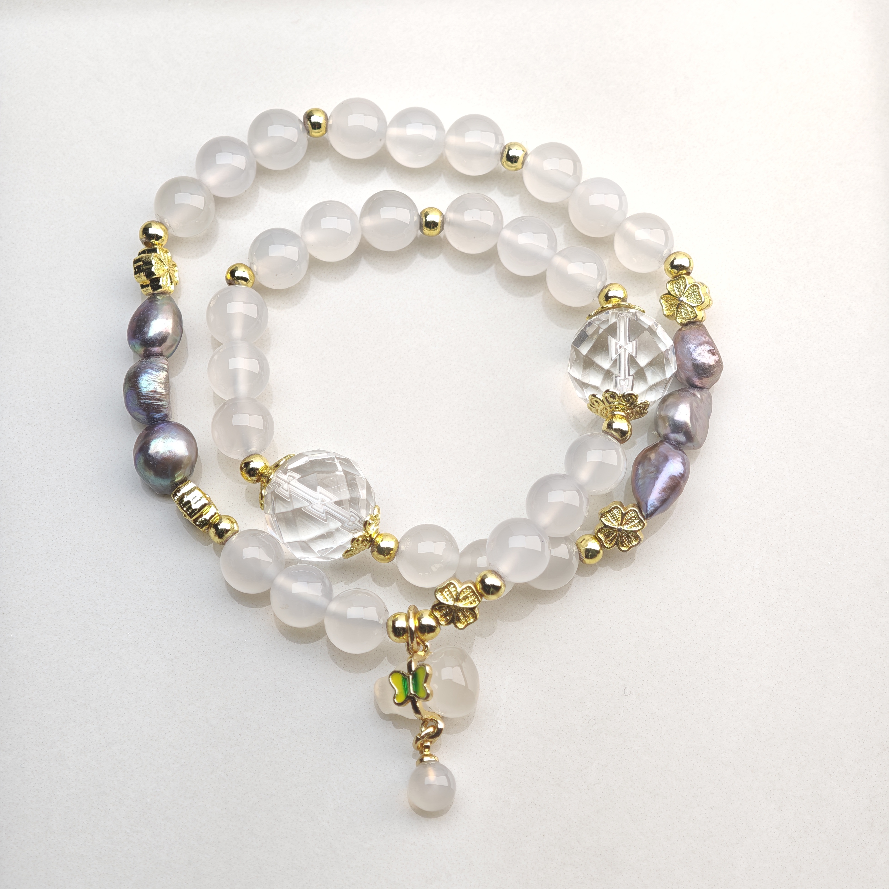 Moonlit Garden – White Agate & Baroque Pearl Bracelet – alternate view 6 by ImperfectRealm
