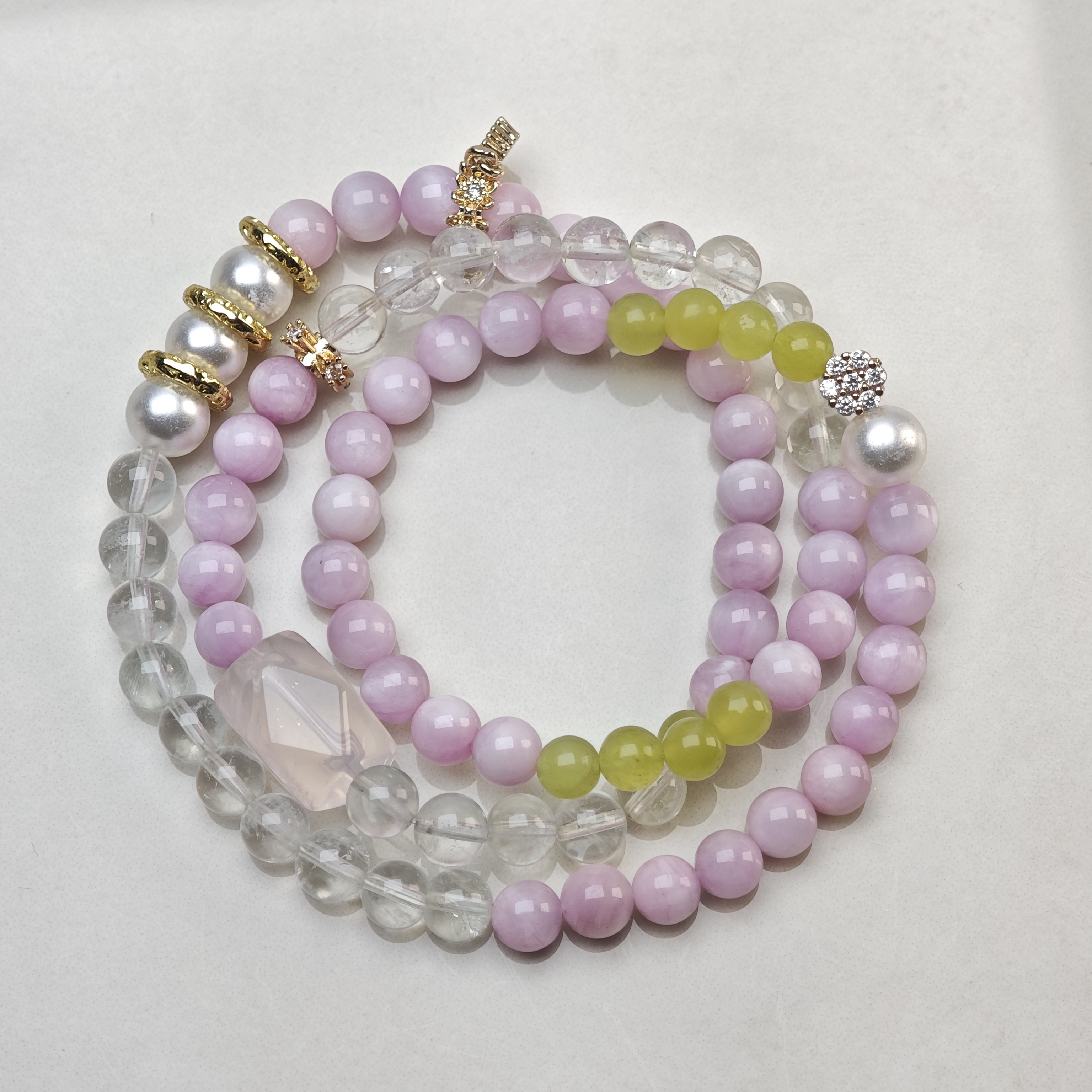 Lemon Veil – Kunzite, Clear Quartz & Lemon Jade Bracelet – alternate view 6 by ImperfectRealm