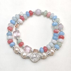 Candy Glaze – Colorful Jade & Pearl Bracelet