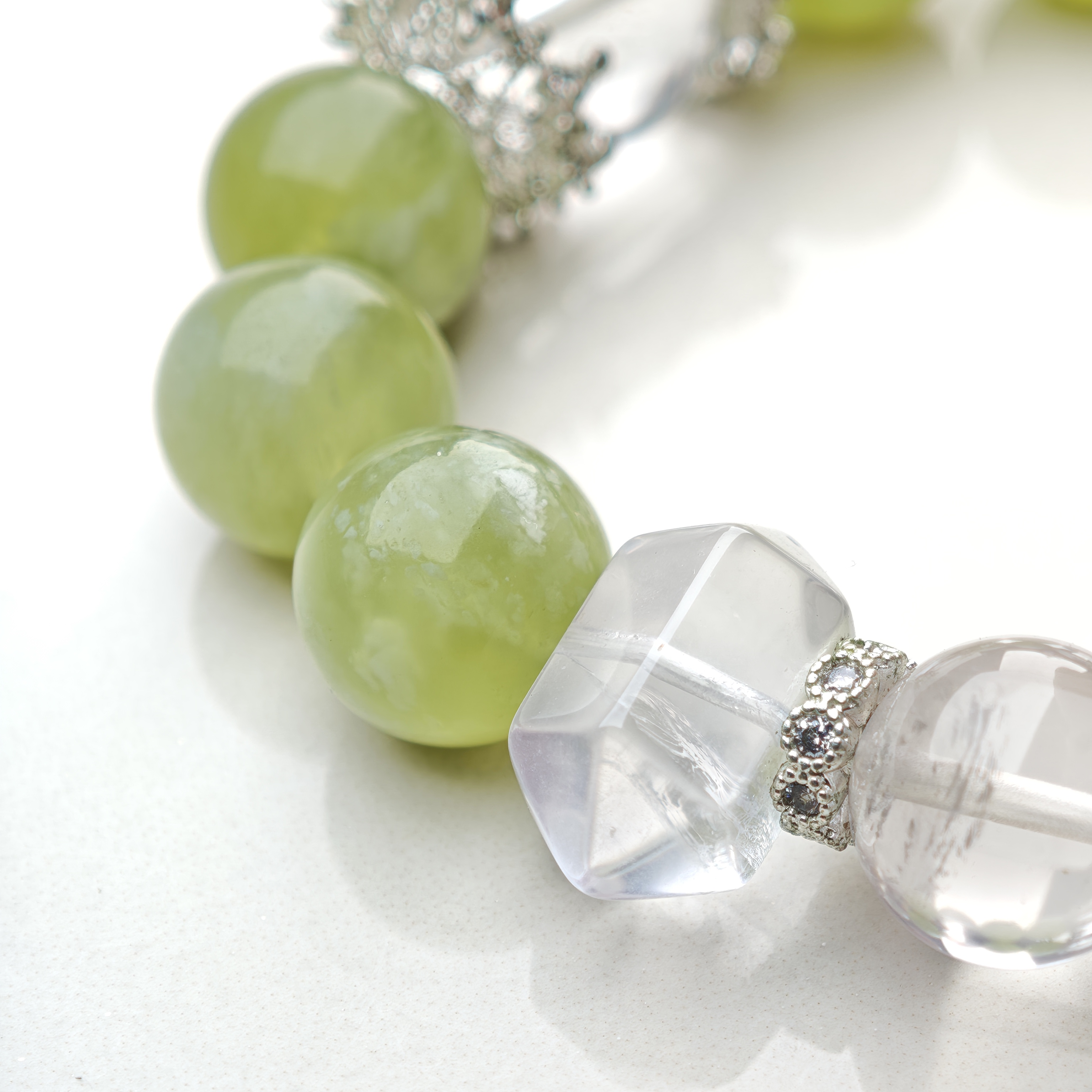 Clarity Dew – Prehnite & Clear Quartz Bracelet – alternate view 8 by ImperfectRealm