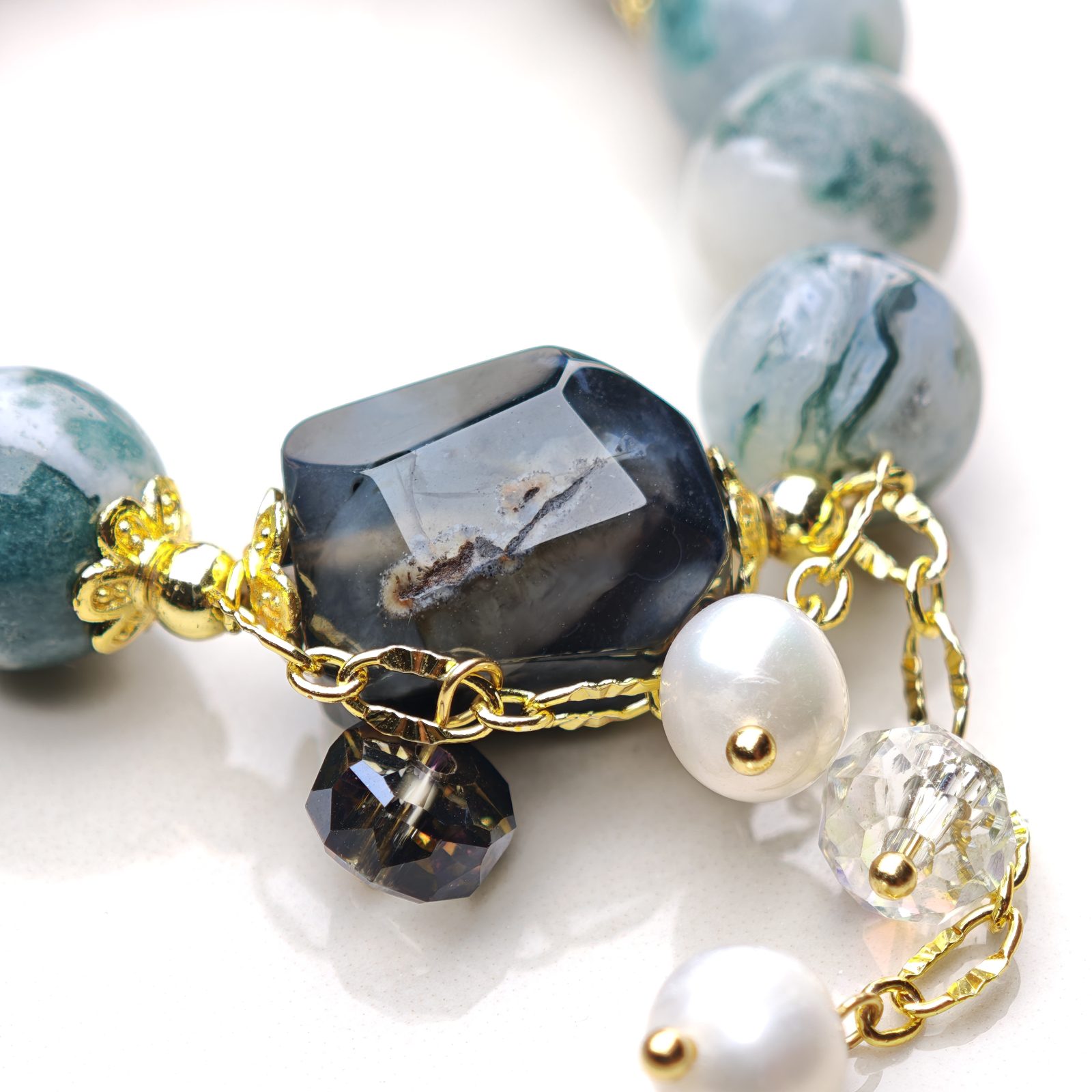 Mystic Forest Trail – Indian Agate & Black Rutilated Quartz Bracelet – alternate view 4 by ImperfectRealm