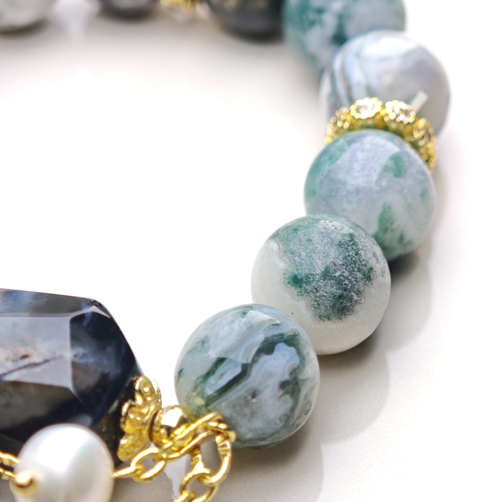 Mystic Forest Trail – Indian Agate & Black Rutilated Quartz Bracelet – alternate view 2 by ImperfectRealm
